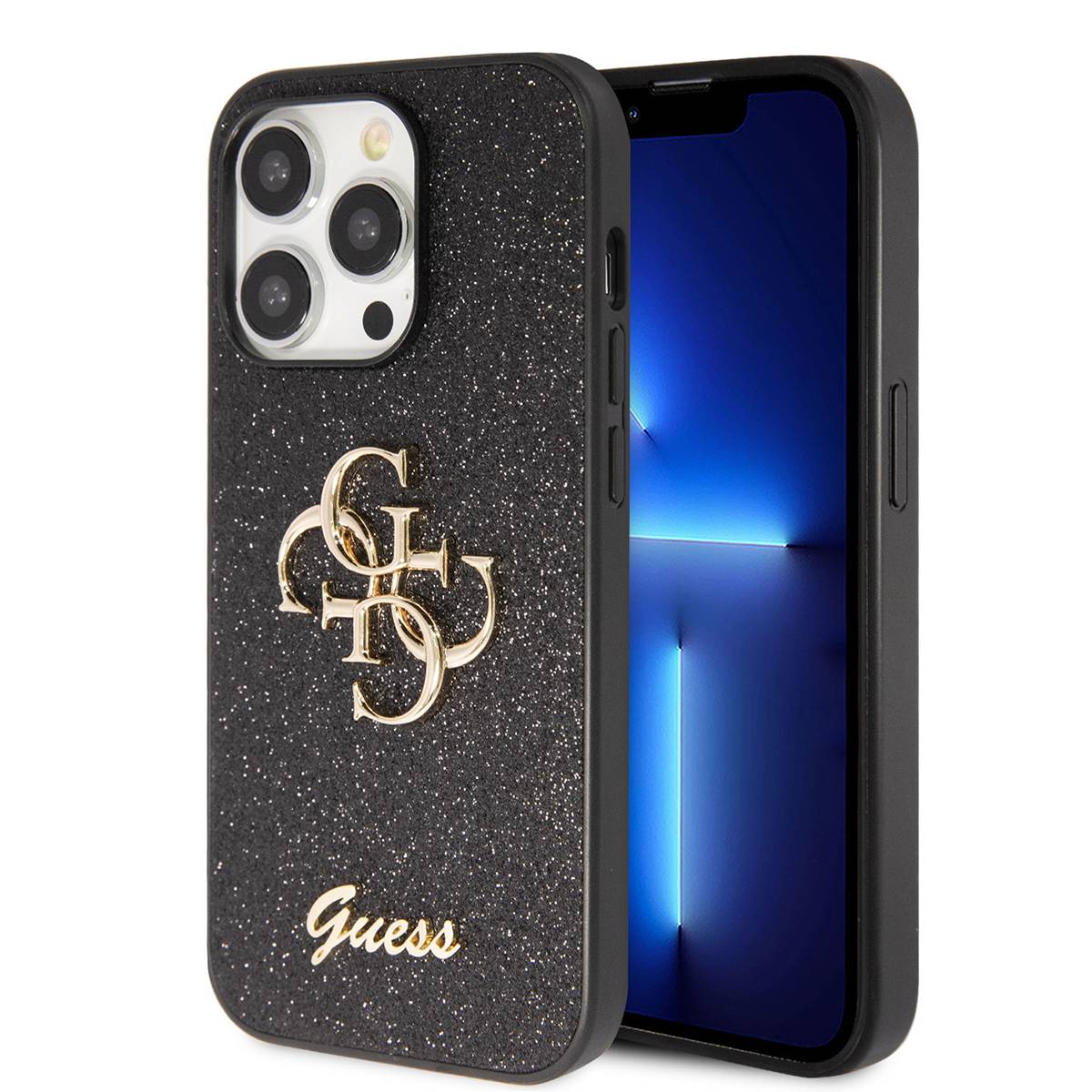 Coque pour iPhone 15 Pro Max Paillettes avec Logo en Métal-4