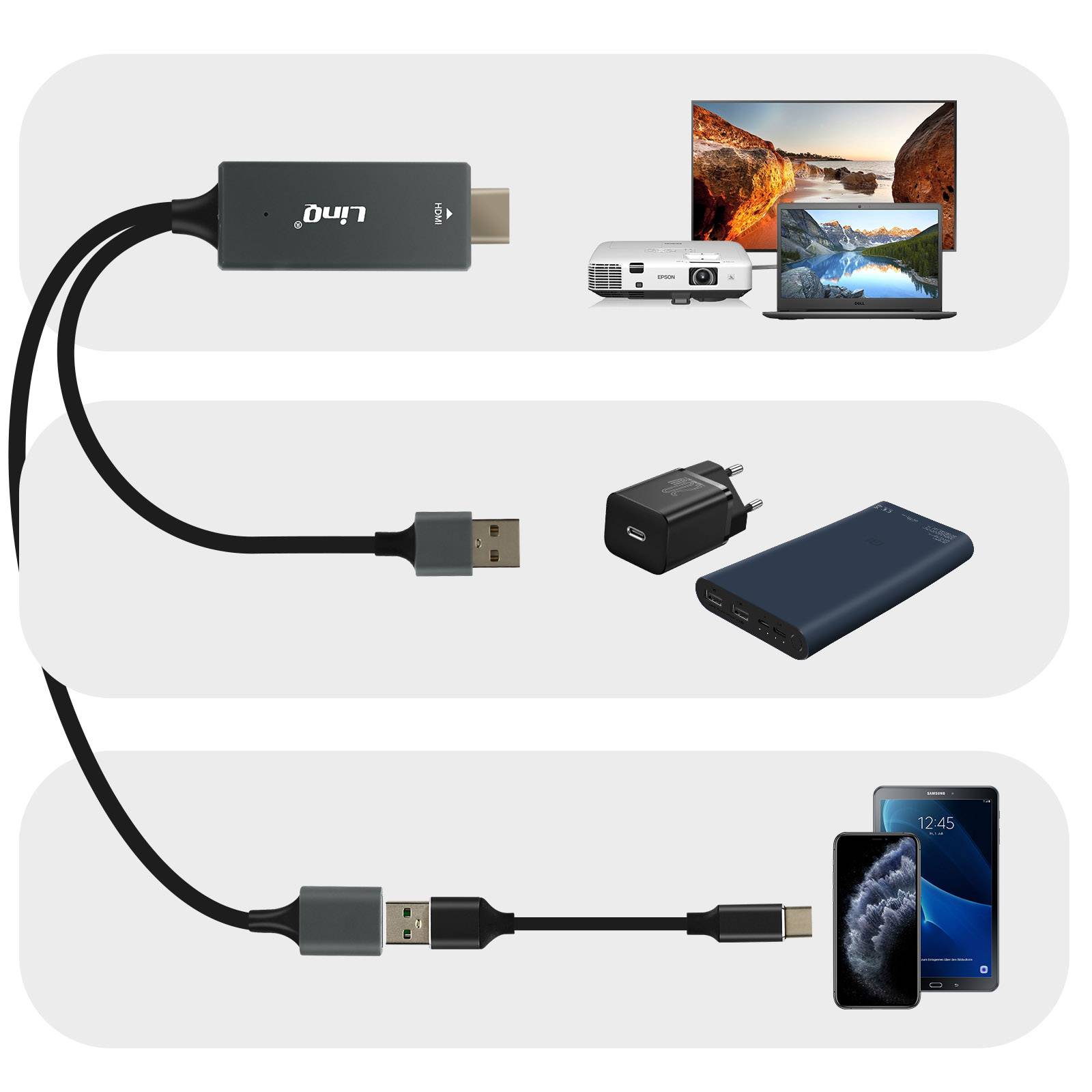 Adaptateur HDMI + 1x Connecteur USB Mâle et 1x port USB Femelle-4