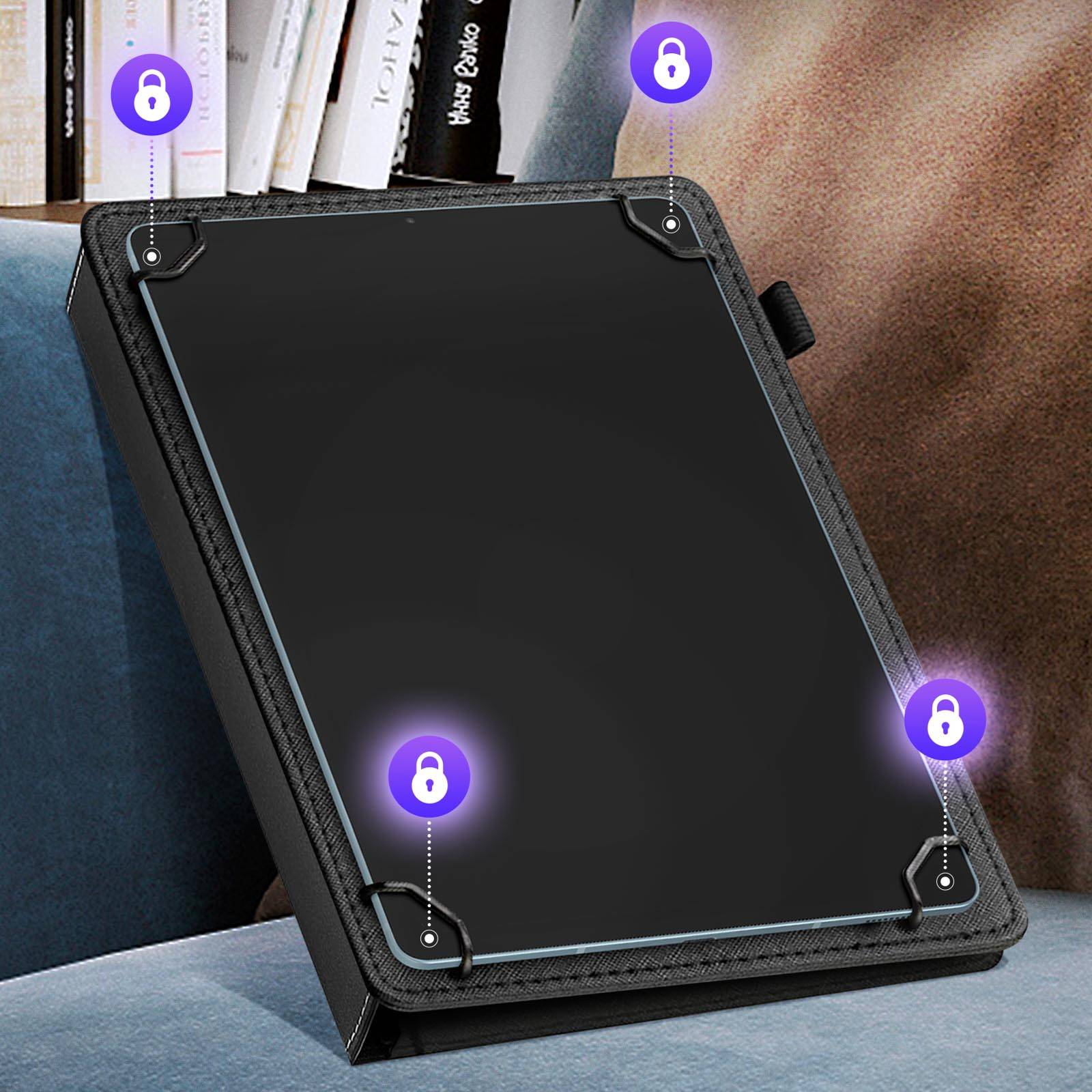 Housse Universelle pour tablette 10 " Étui Attaches Grappins Fonction Stande-4