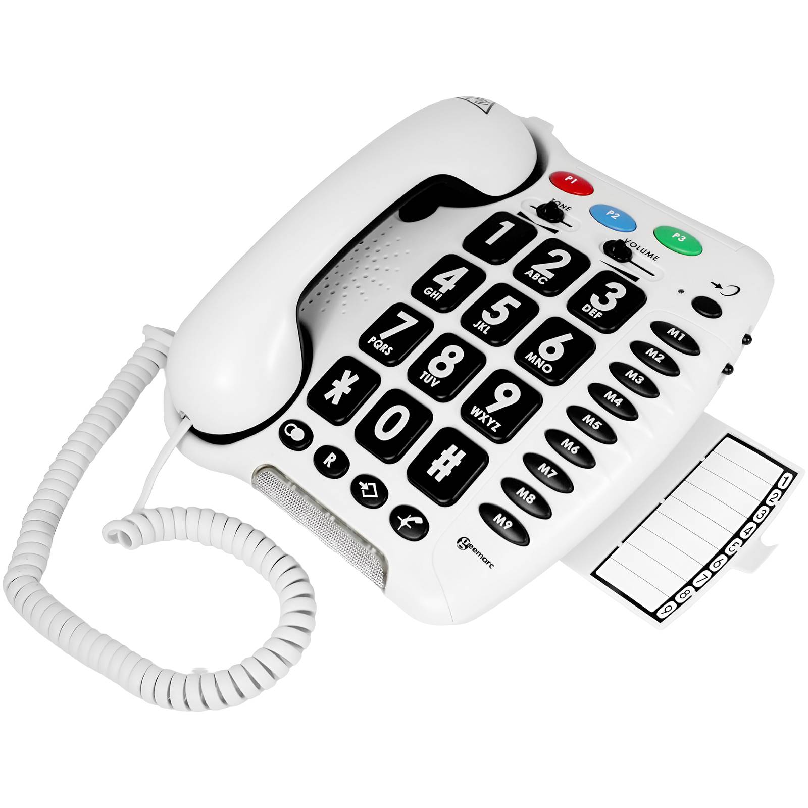 Téléphone Senior Fixe Mural Amplifié 30dB Forte Sonnerie Grand Clavier-0