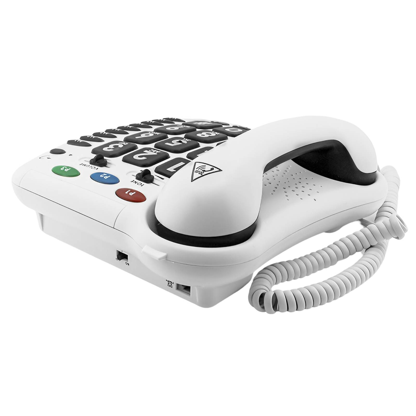 Téléphone Senior Fixe Mural Amplifié 30dB Forte Sonnerie Grand Clavier-1