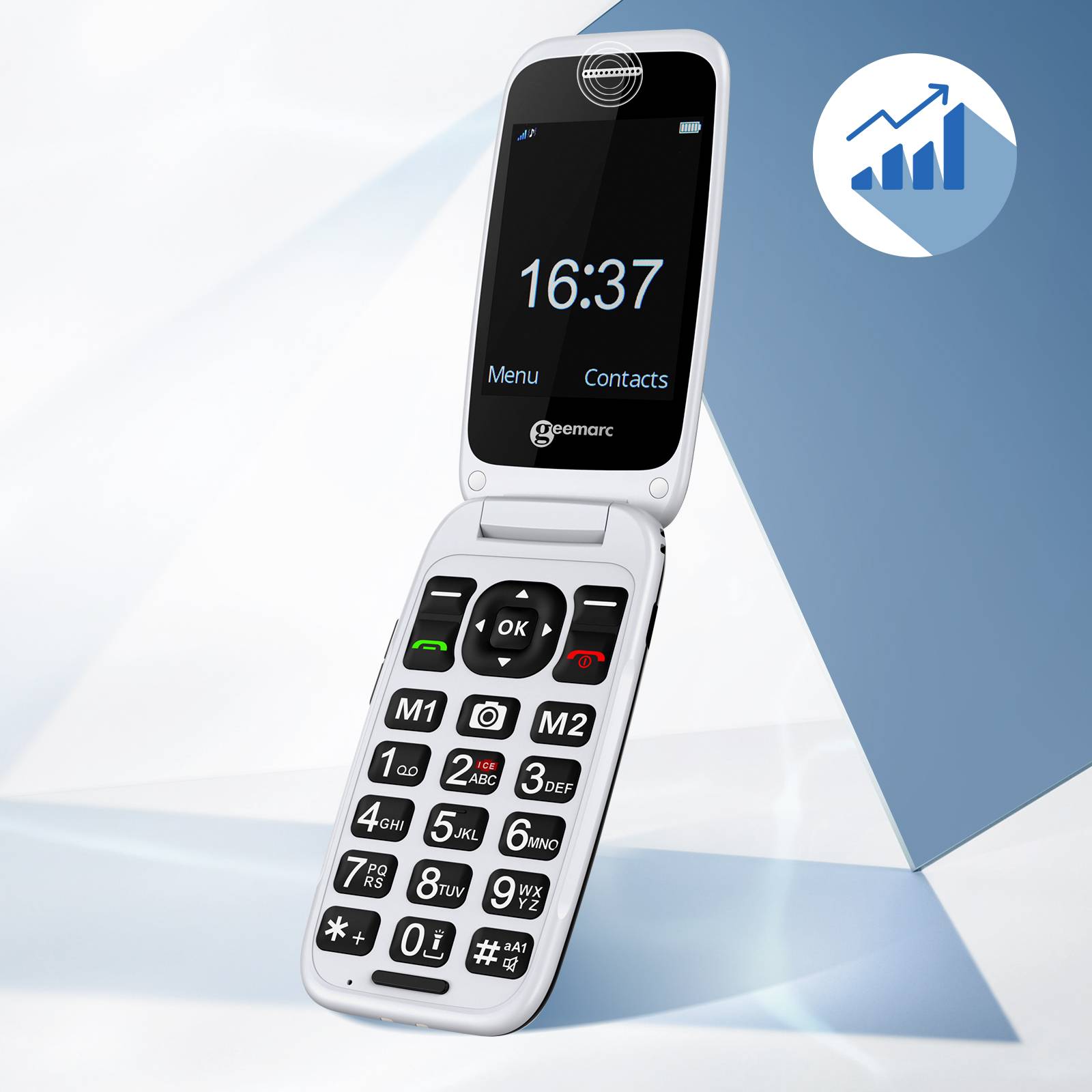 Téléphone senior clapet amplifié compatible avec appareils auditifs-4