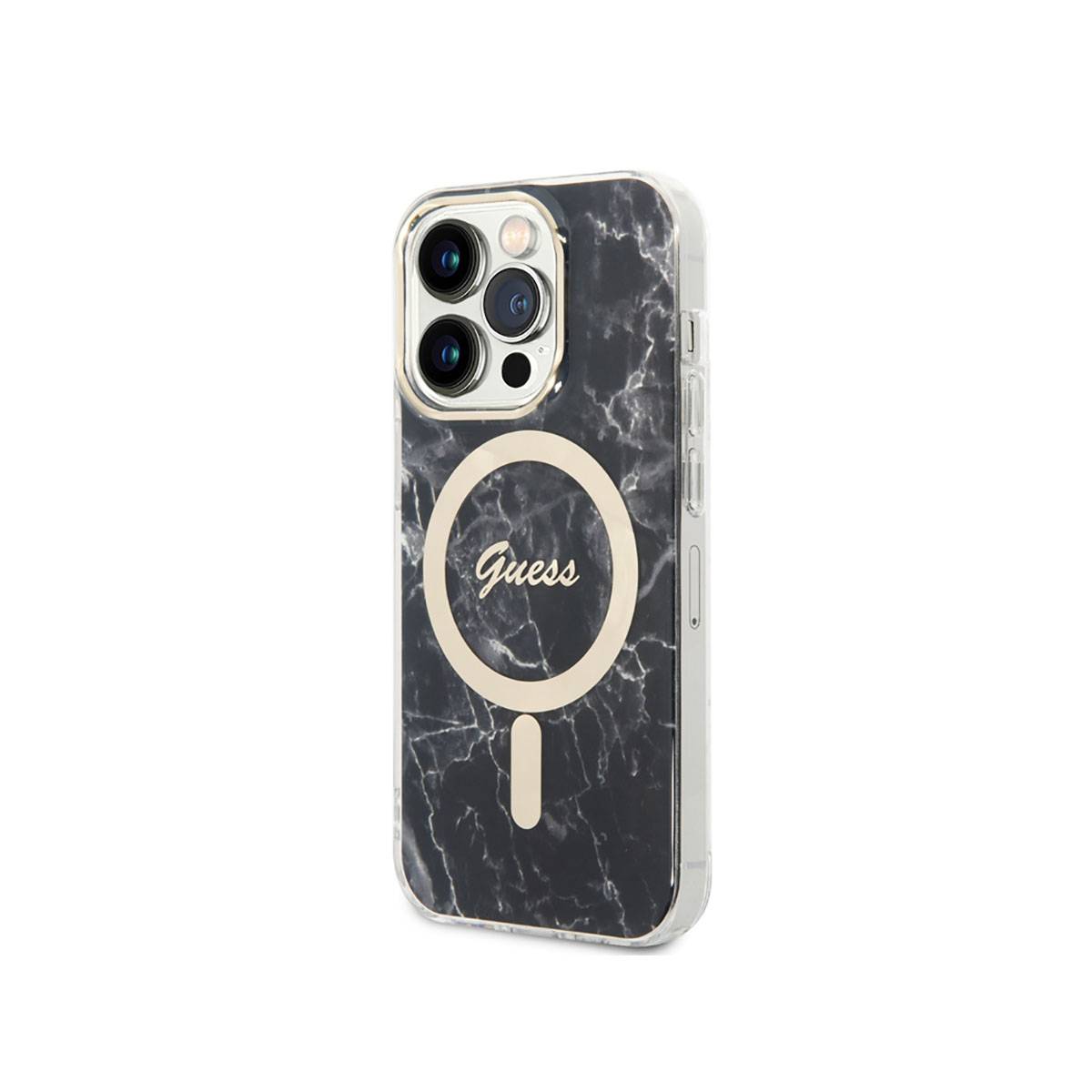 Bundle Coque pour iPhone 14 Pro Motif Marbré et Chargeur Sans Fil Qi Magsafe 15W-1