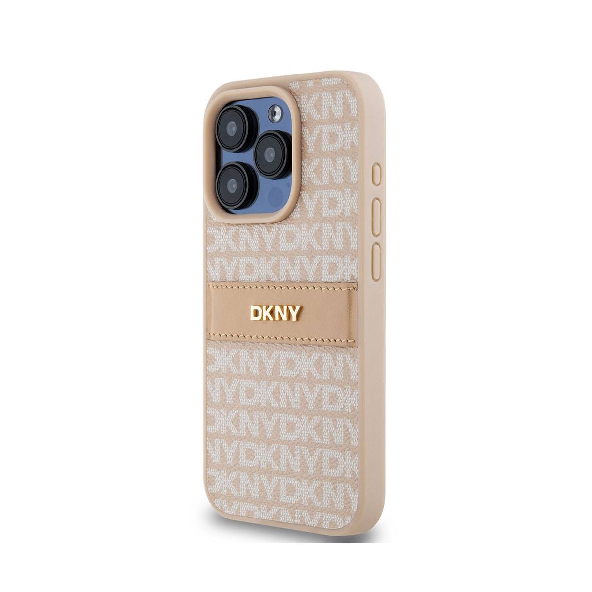 Coque pour iPhone 15 Pro Édition Repeat Pattern Tonal Stripe avec Logo Métallisé-2