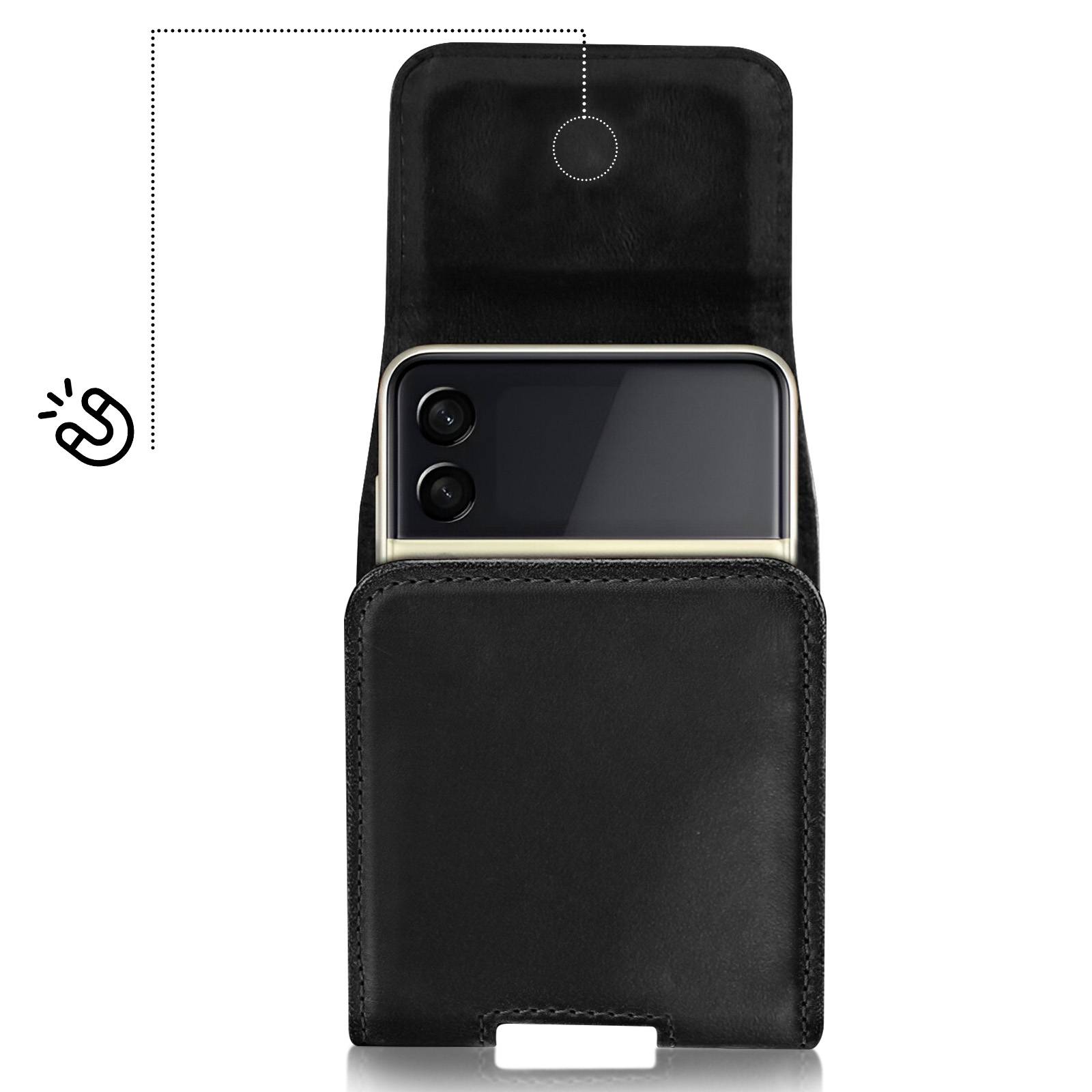 Étui Ceinture Universel pour Téléphone Pliable Cuir Fermeture Aimantée-3