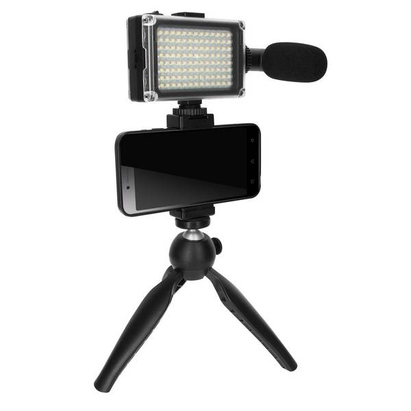 Pack Vlog avec Trépied Pliable, Micro, Projecteur LED