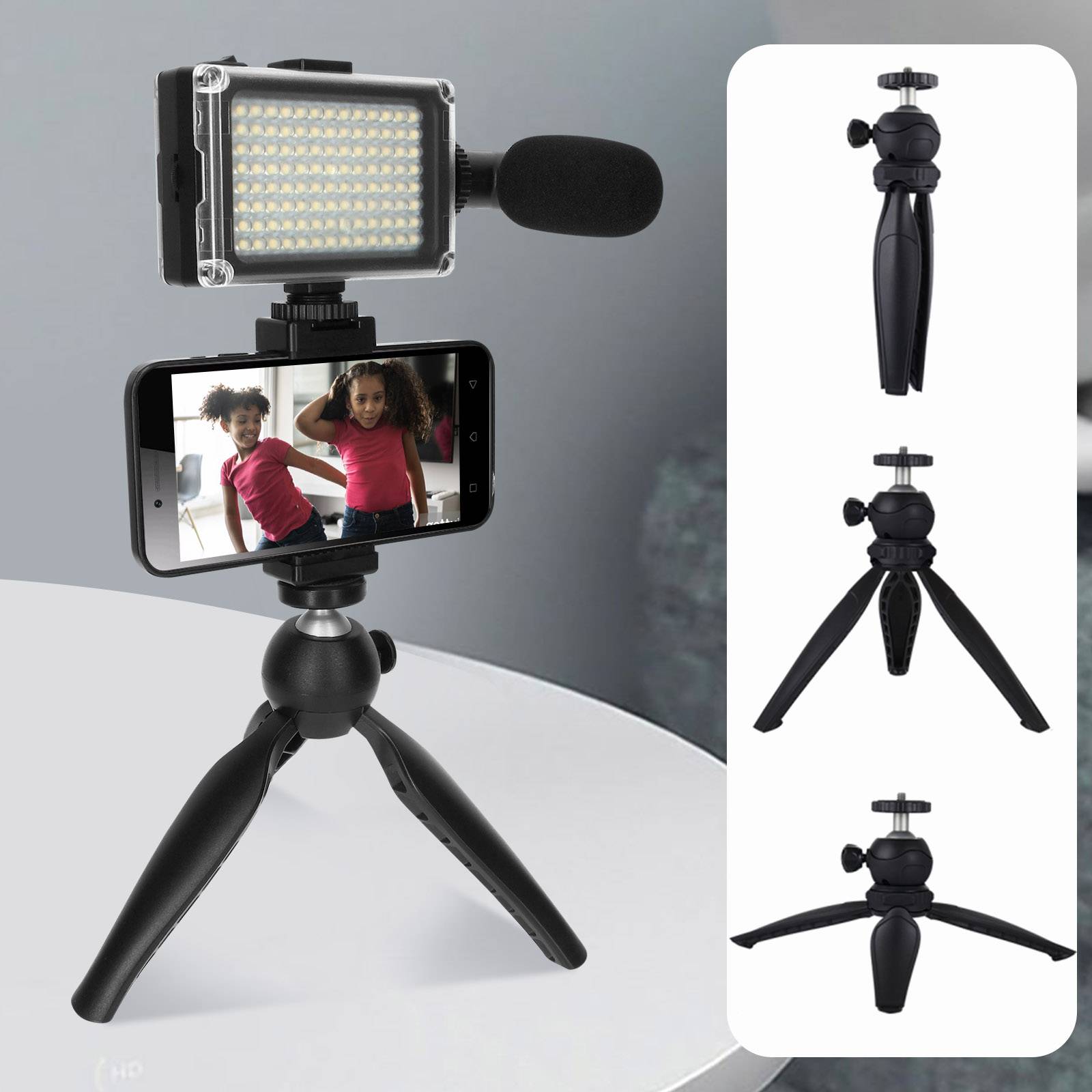 Pack Vlog avec Trépied Pliable, Micro, Projecteur LED-4