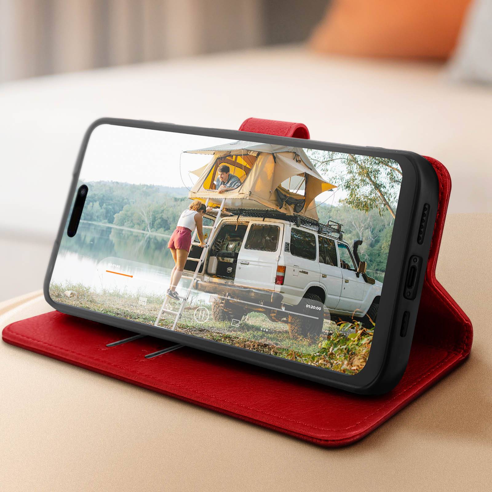 Étui pour iPhone 15 Pro Max Clapet Portefeuille Fonction Support Vidéo-2