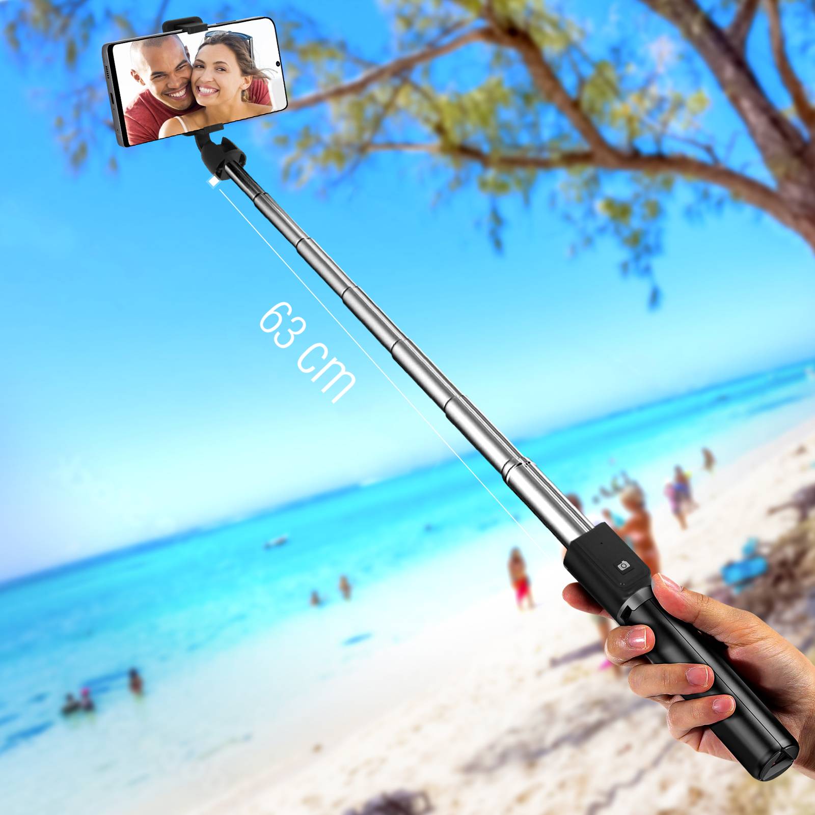Perche Selfie Sans-fil Bluetooth avec Fonction Trépied Hauteur réglable-2