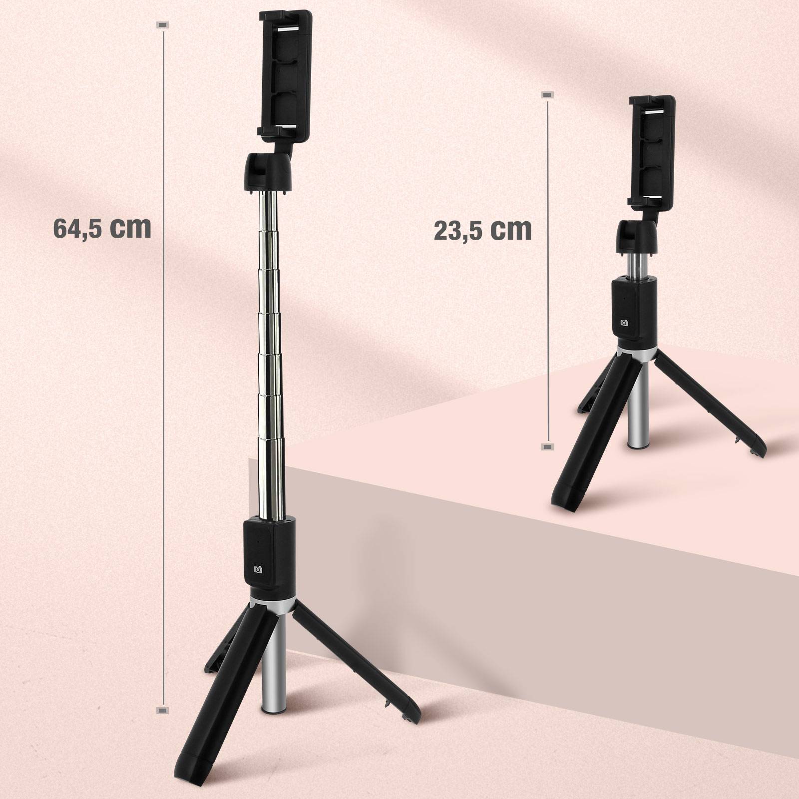 Perche Selfie Sans-fil Bluetooth avec Fonction Trépied Hauteur réglable-4