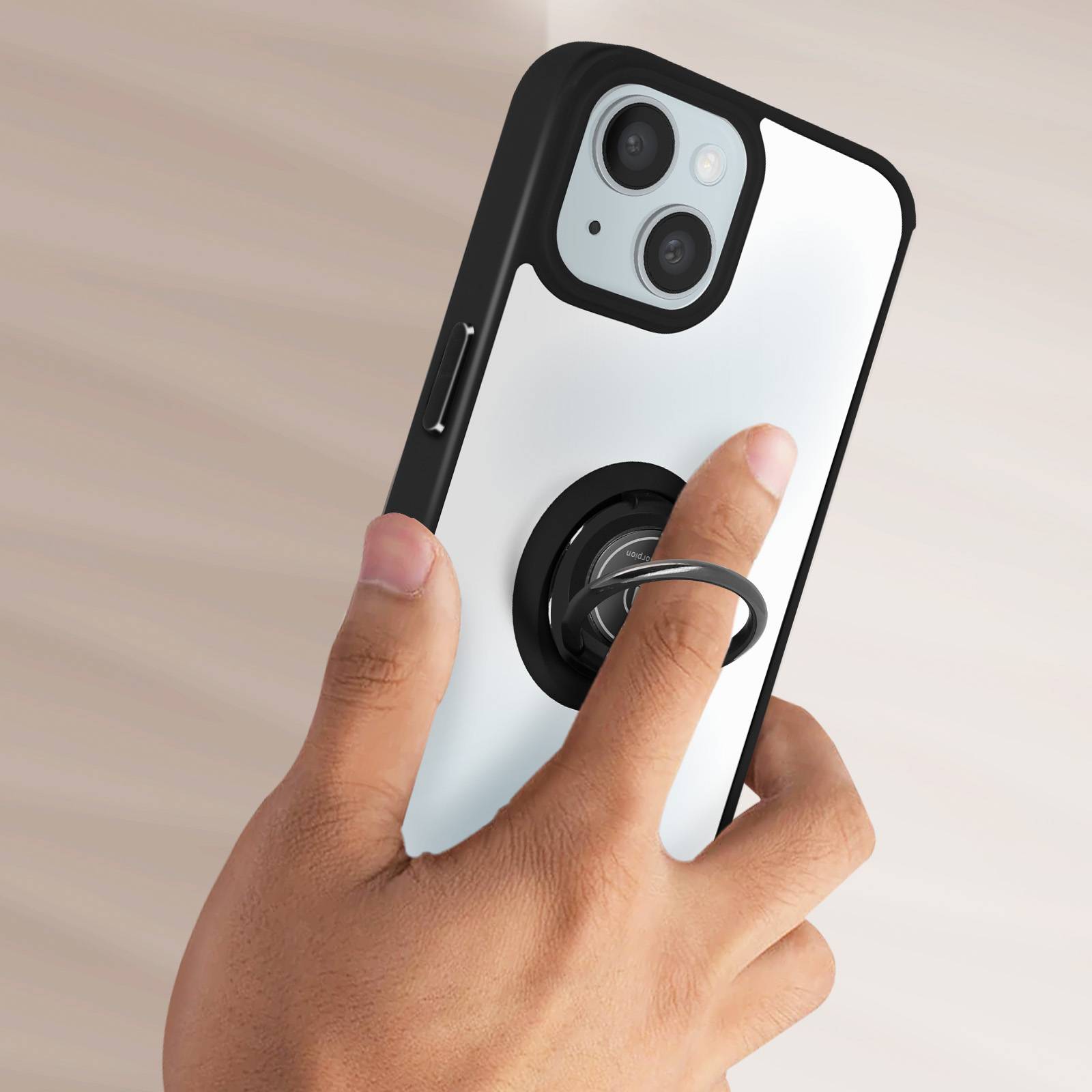 Coque pour iPhone 15 Hybride Bague Métallique Support Vidéo Ringrip-3