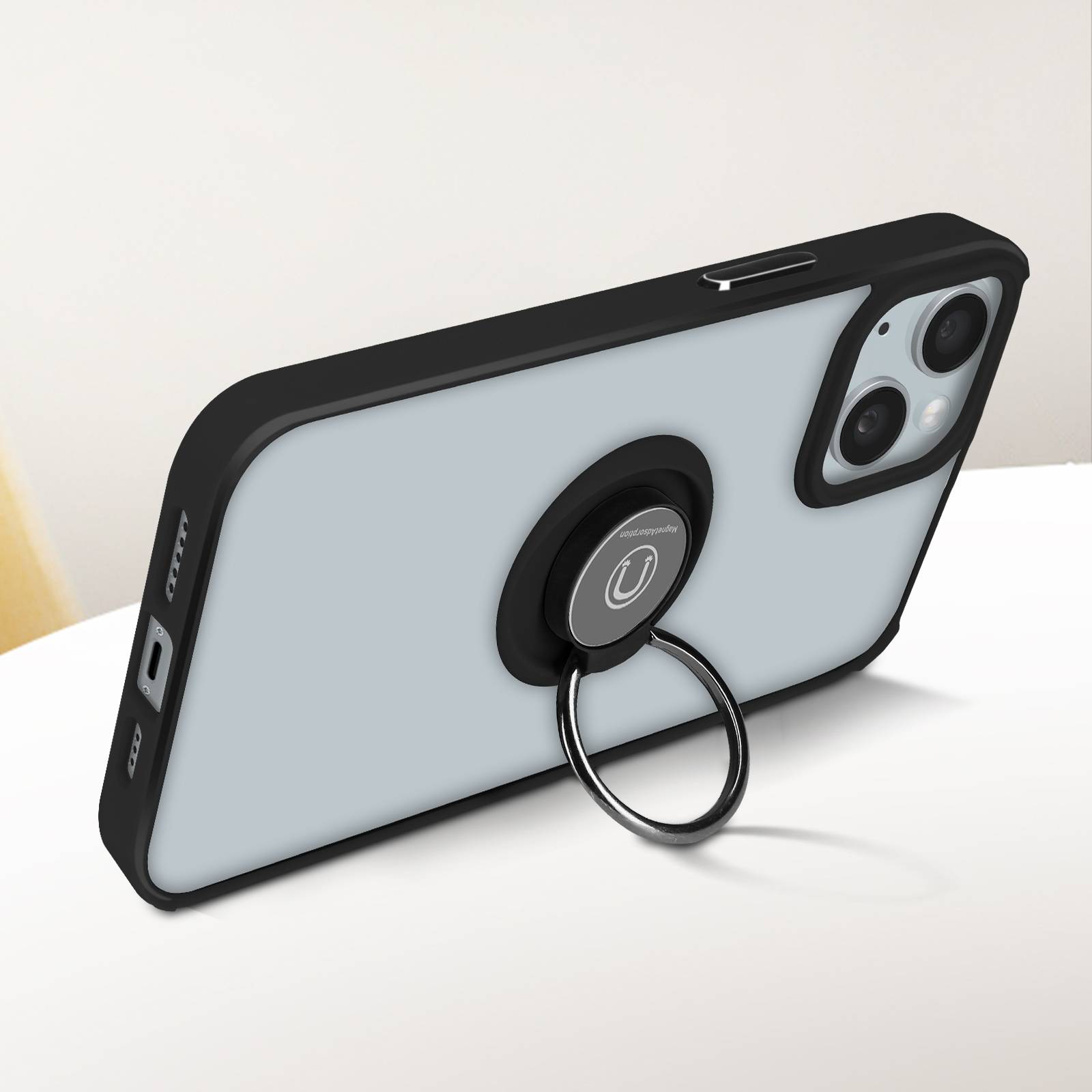 Coque pour iPhone 15 Hybride Bague Métallique Support Vidéo Ringrip-4