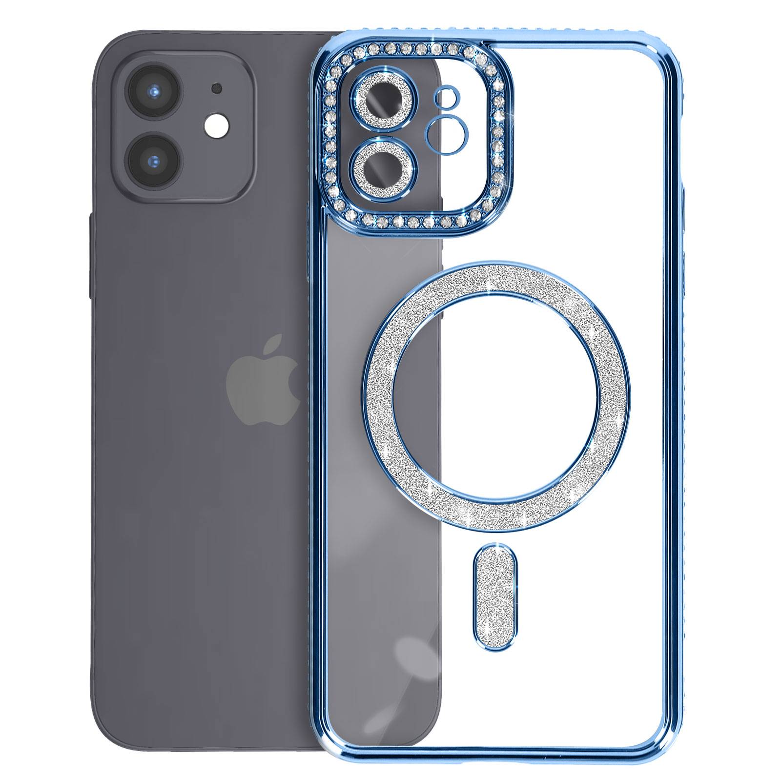 Coque Diamant pour iPhone 12 Protection MagSafe Contour Strass-1