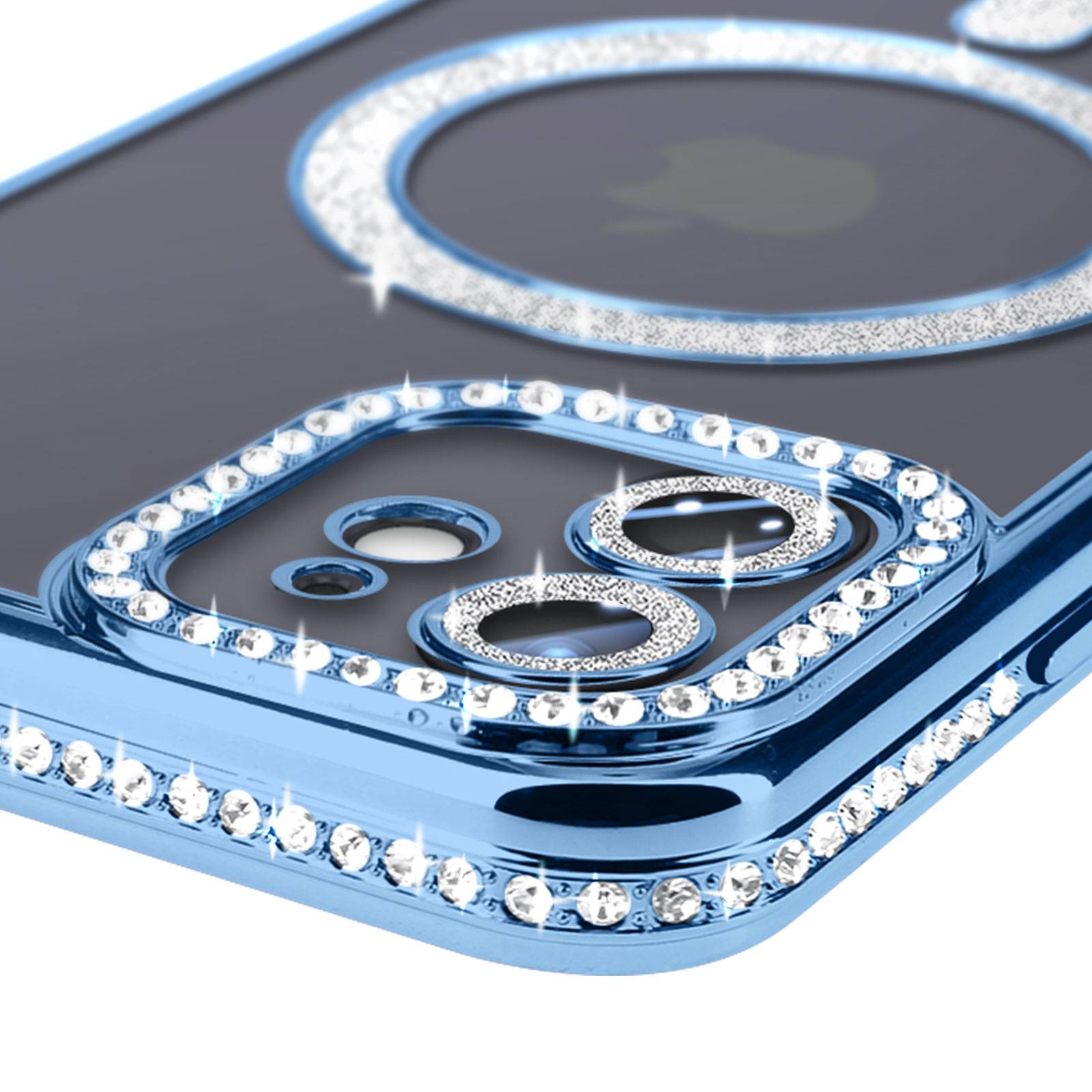 Coque Diamant pour iPhone 12 Protection MagSafe Contour Strass-2