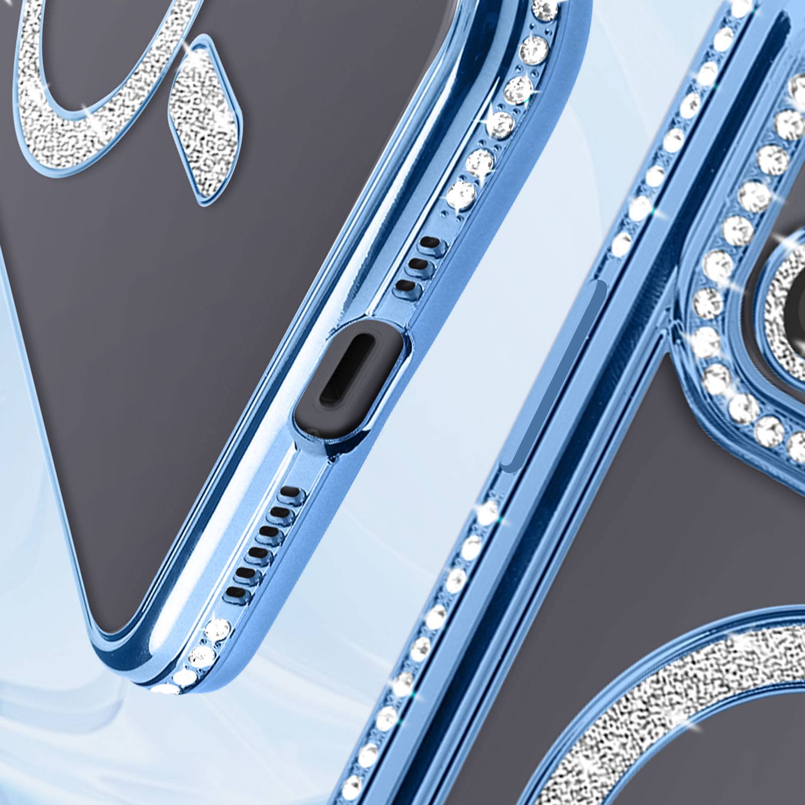 Coque Diamant pour iPhone 12 Protection MagSafe Contour Strass-3