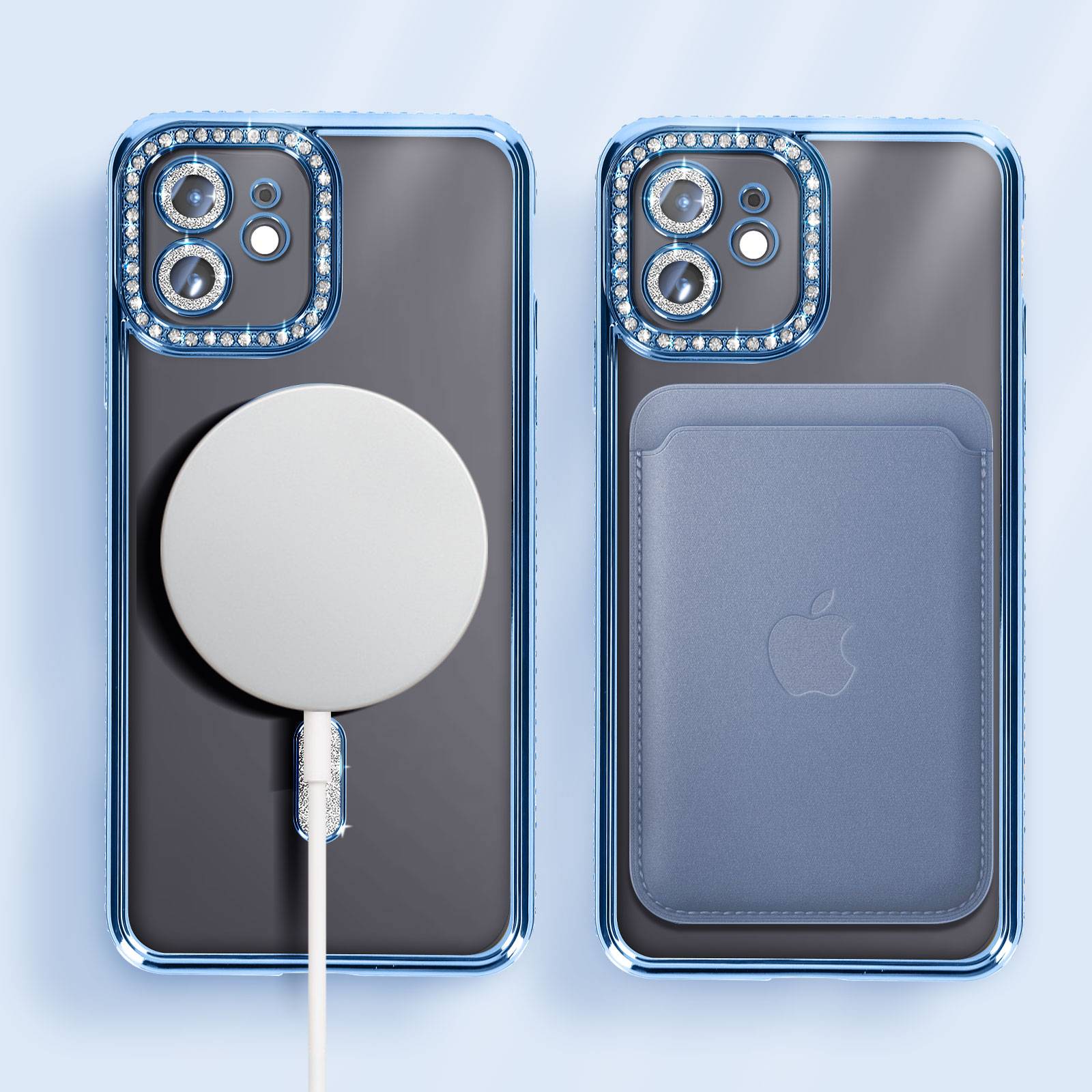 Coque Diamant pour iPhone 12 Protection MagSafe Contour Strass-4