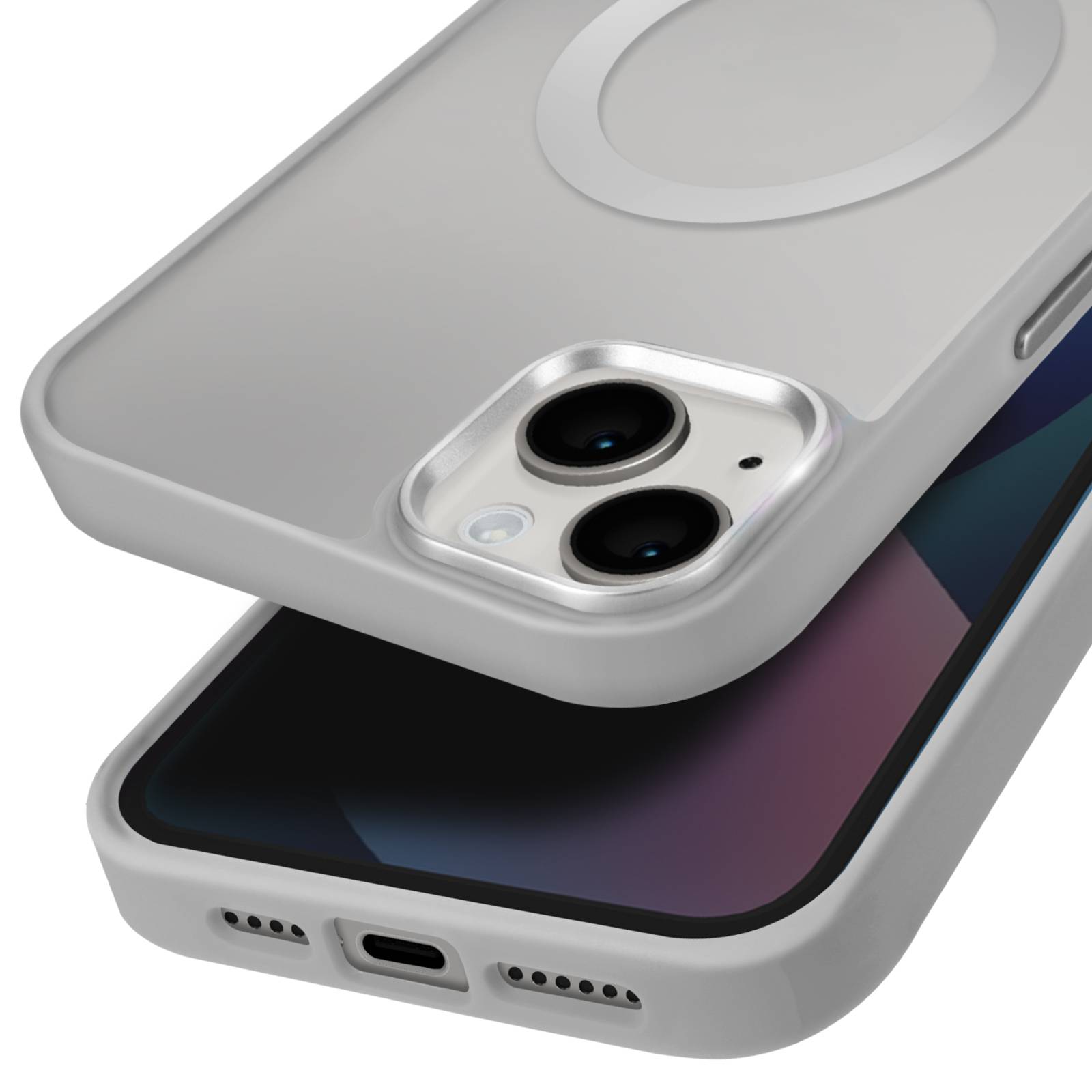Coque MagSafe pour iPhone 13 Dos Mat Givré Contour-1