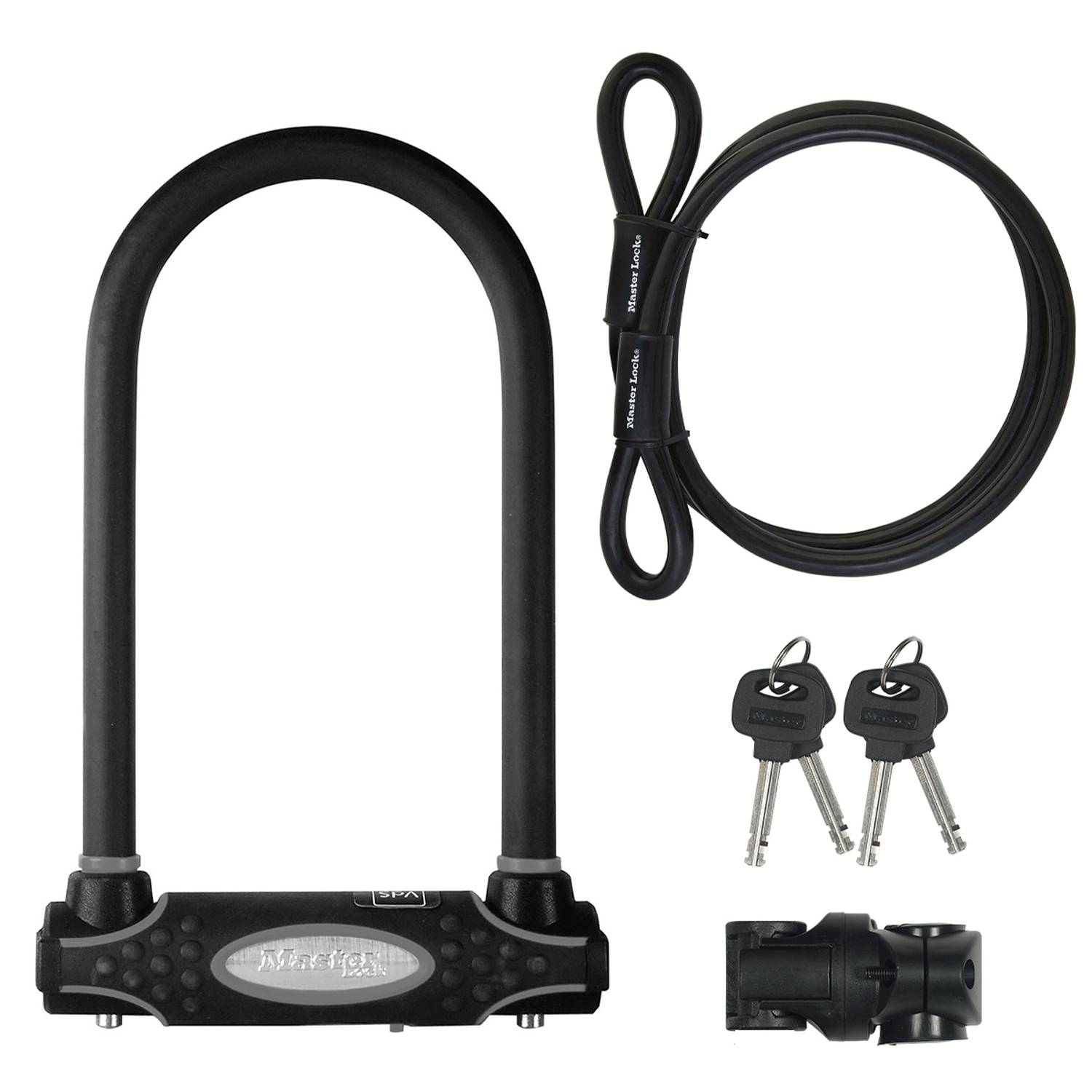 MASTER LOCK Antivol U avec Câble [A Clé] [Support de Vélo Universel] [Antivol Certifié] 8274EURDPRO-0