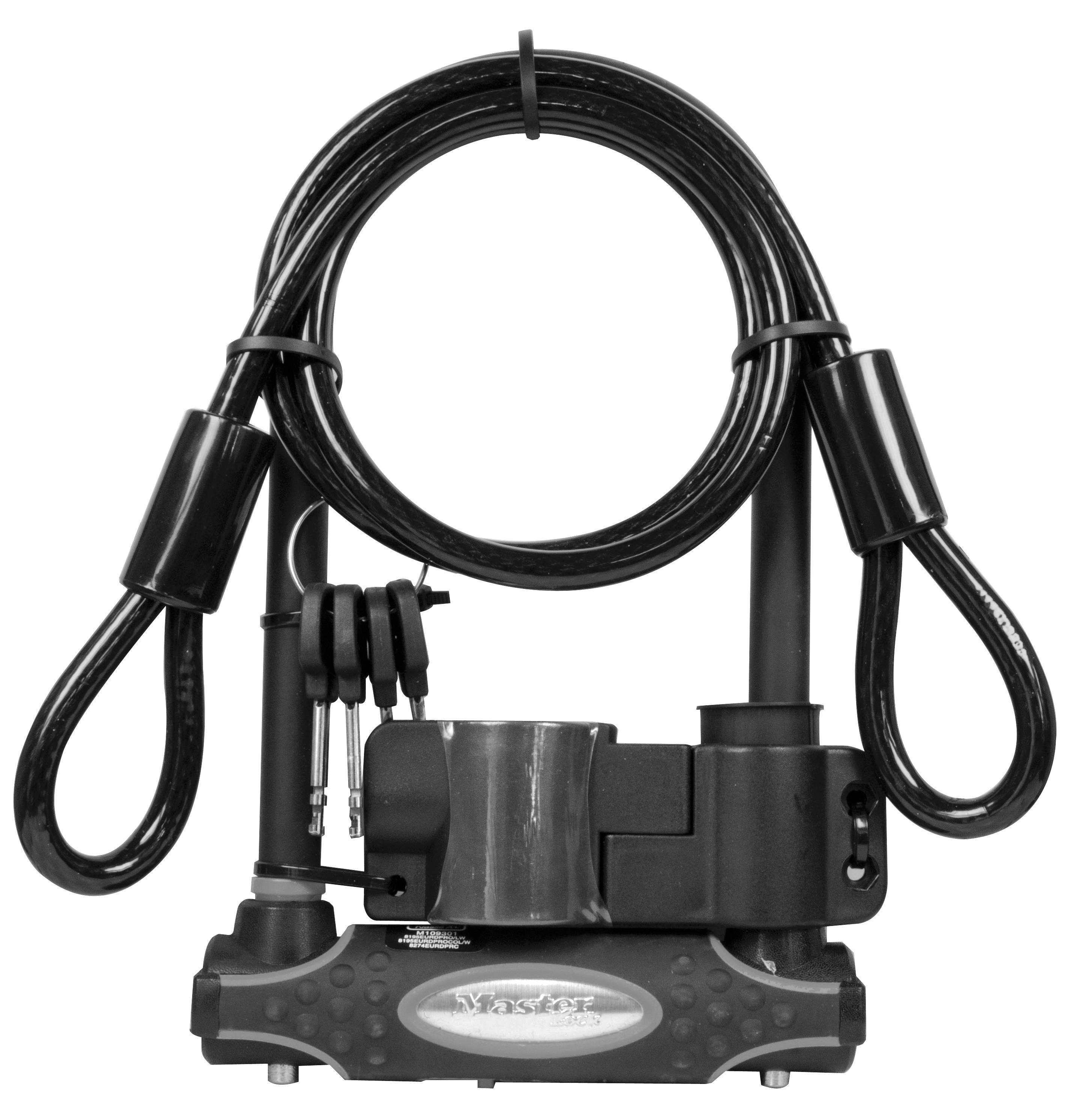 MASTER LOCK Antivol U avec Câble [A Clé] [Support de Vélo Universel] [Antivol Certifié] 8274EURDPRO-1