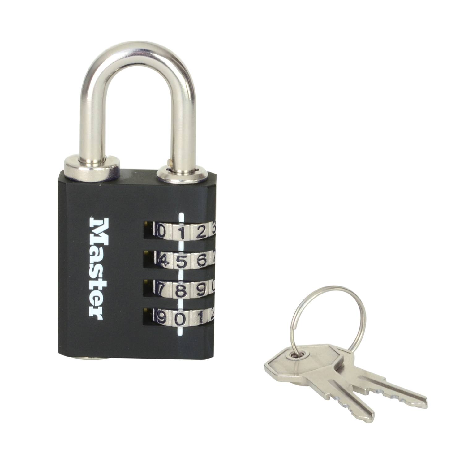 Master Lock 7641EURDBLK Cadenas à combinaison et clé de secours pour un usage intérieur, 78 x 40 x 16 mm-0