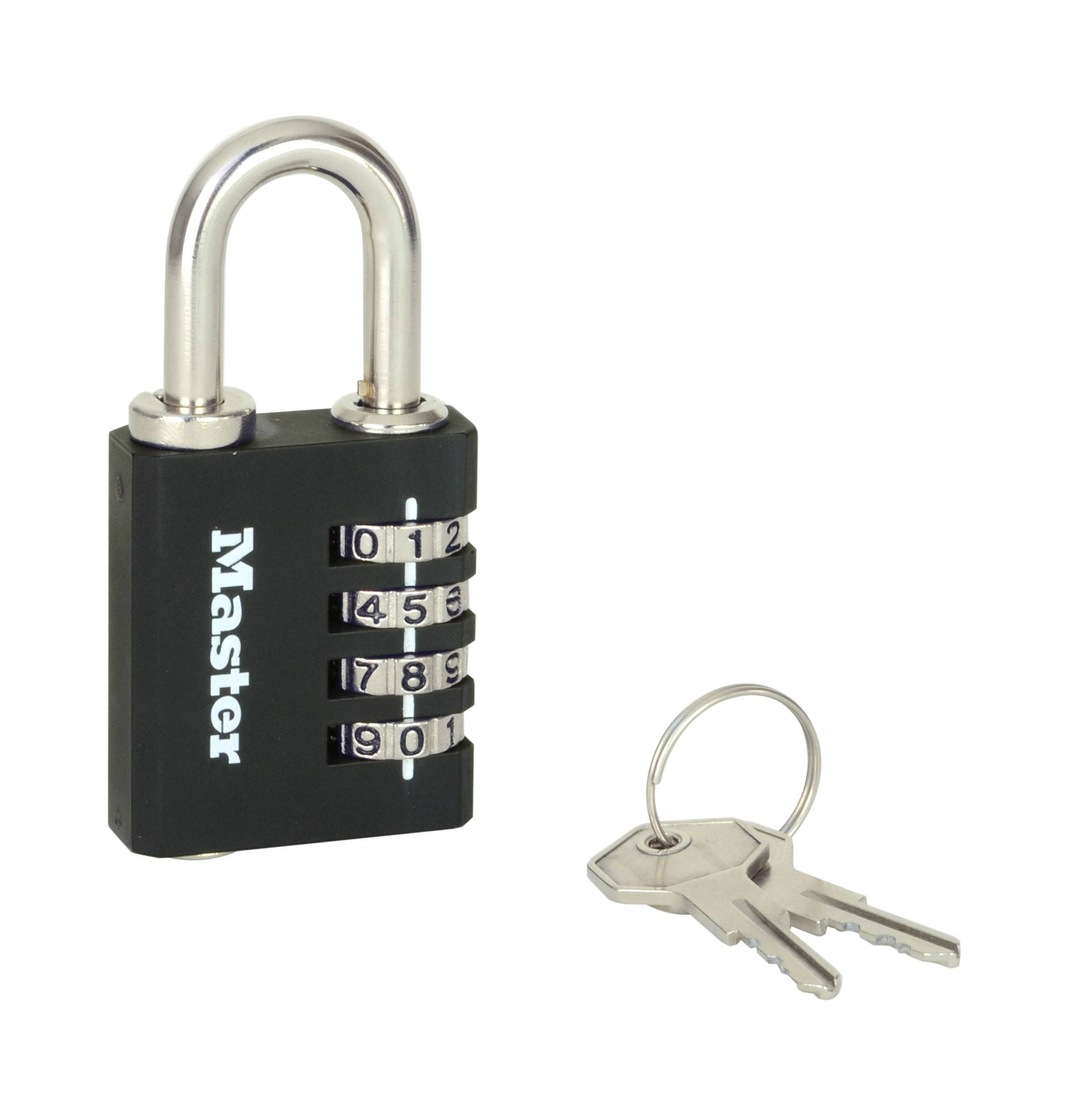 Master Lock 7641EURDBLK Cadenas à combinaison et clé de secours pour un usage intérieur, 78 x 40 x 16 mm-1