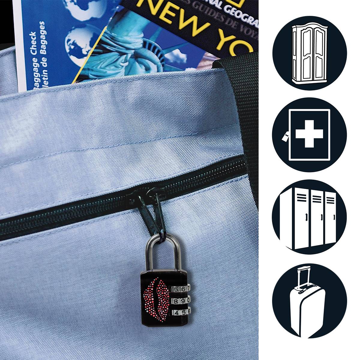 Master Lock 1509EURDKISS Cadenas à Combinaison avec Motif Imprimé, Bouche, 6,2 x 3,2 x 1,4 cm-0