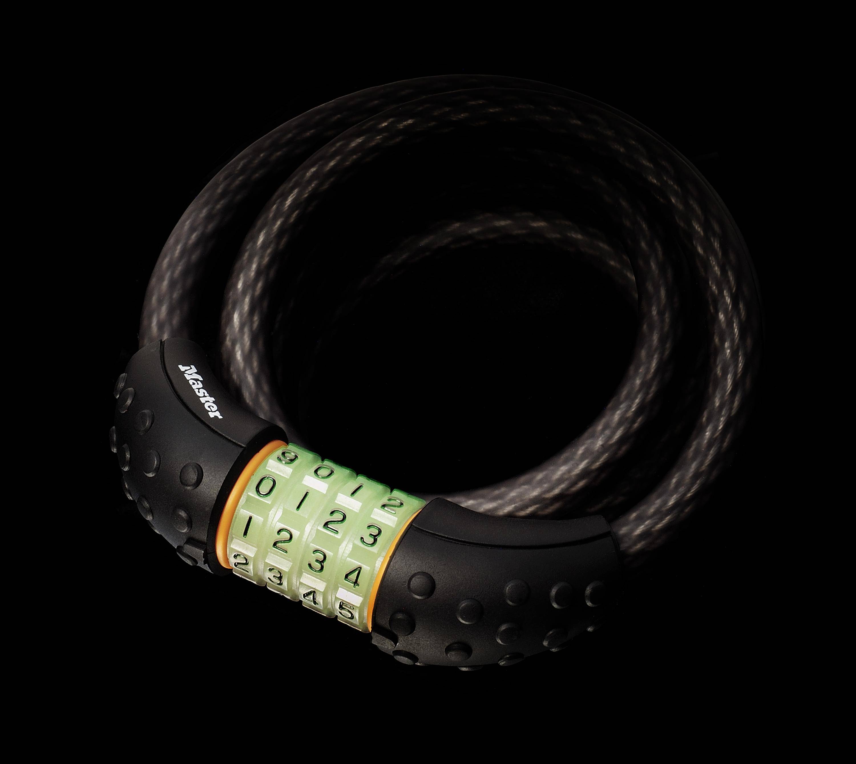 MASTER LOCK Cable Antivol Vélo [1,8 m Câble] [Combinaison] [Extérieur] [Support Fixation Vélo] 8190EURDPRO-0