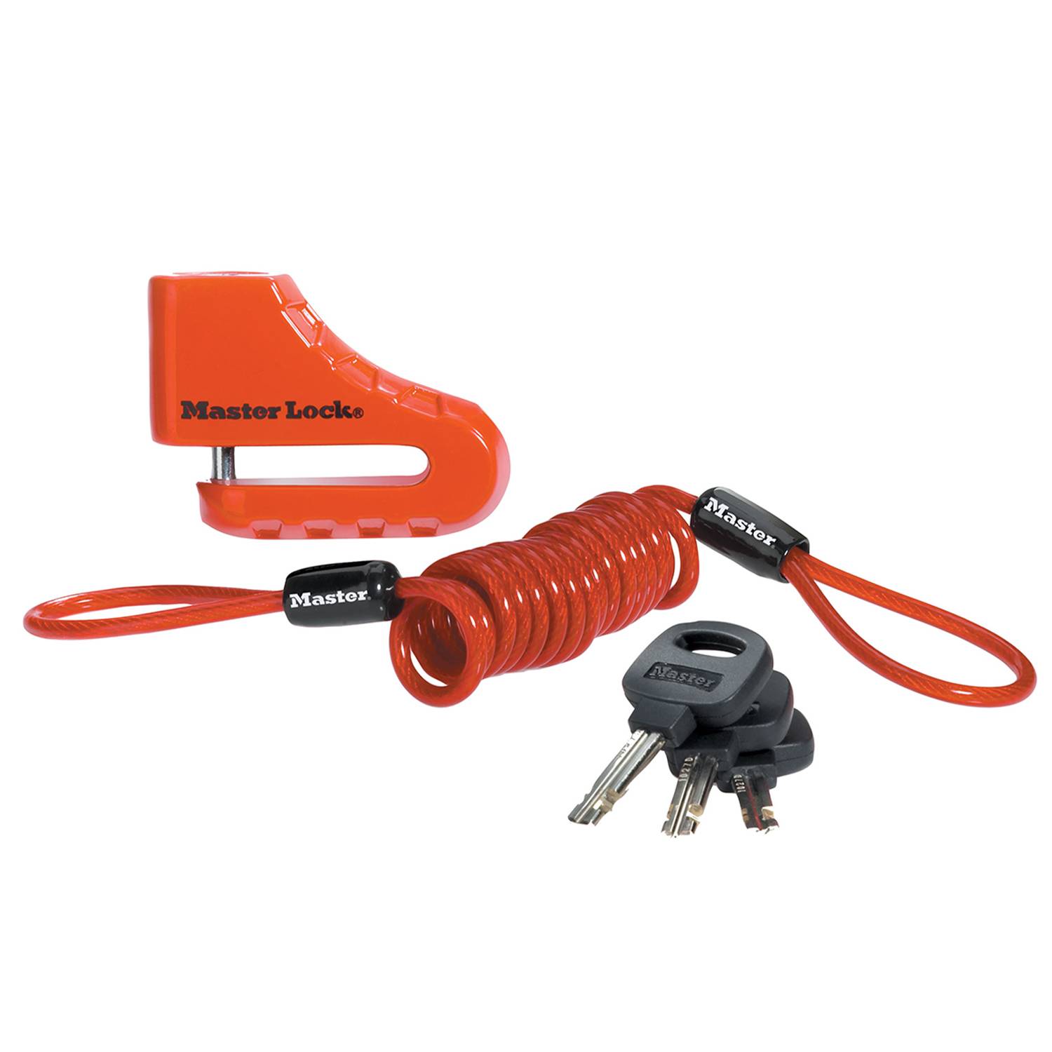 Master Lock 8303EURDPS Antivol Moto ou Trottinette Electrique Bloque Disque, Anse 5 cm, Rouge-0