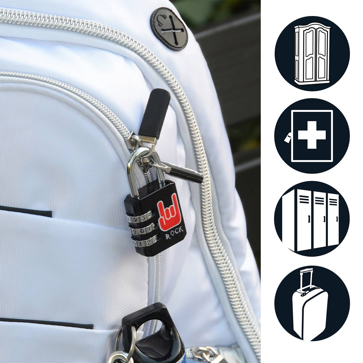 Master Lock 1509EURDROCK Cadenas à Combinaison avec Motif Imprimé, Rock, 6,2 x 3,2 x 1,4 cm-0