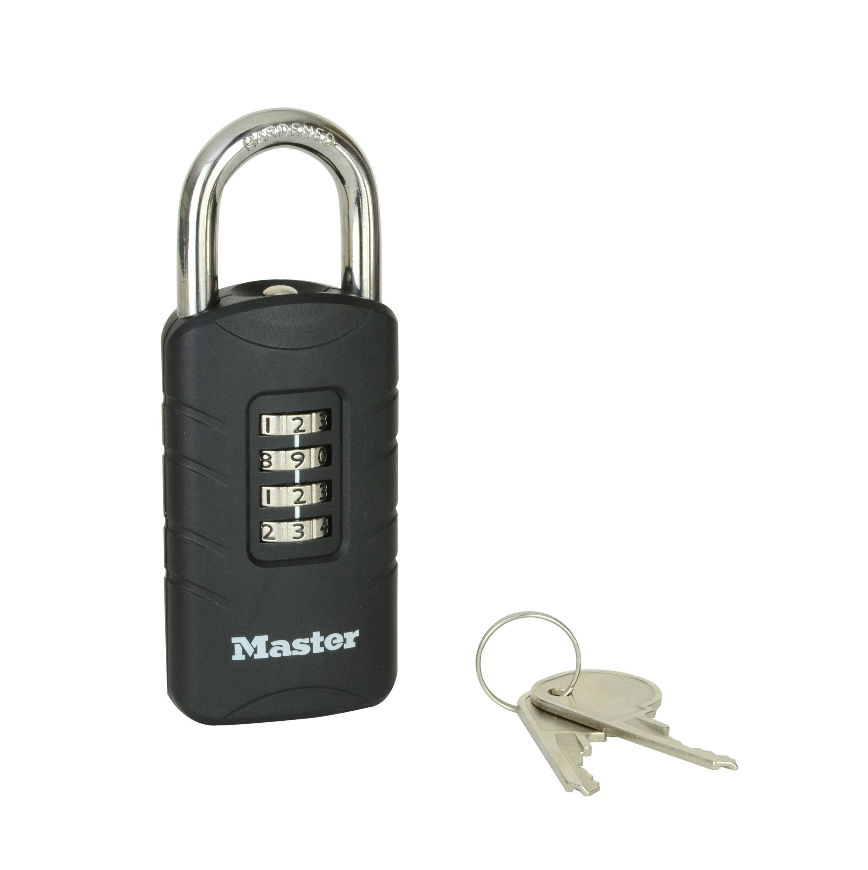 Master Lock 656EURDBLK Cadenas à combinaison avec clé de secours pour un usage extérieur, 120 x 48 x 20 mm-1