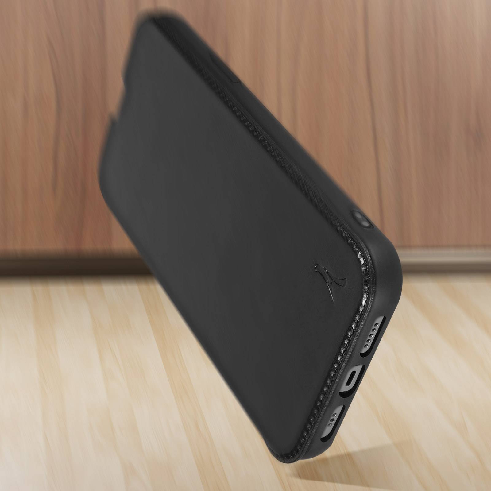 Étui pour iPhone 13 Pro Max Cuir Véritable Porte-carte Support Vidéo-3
