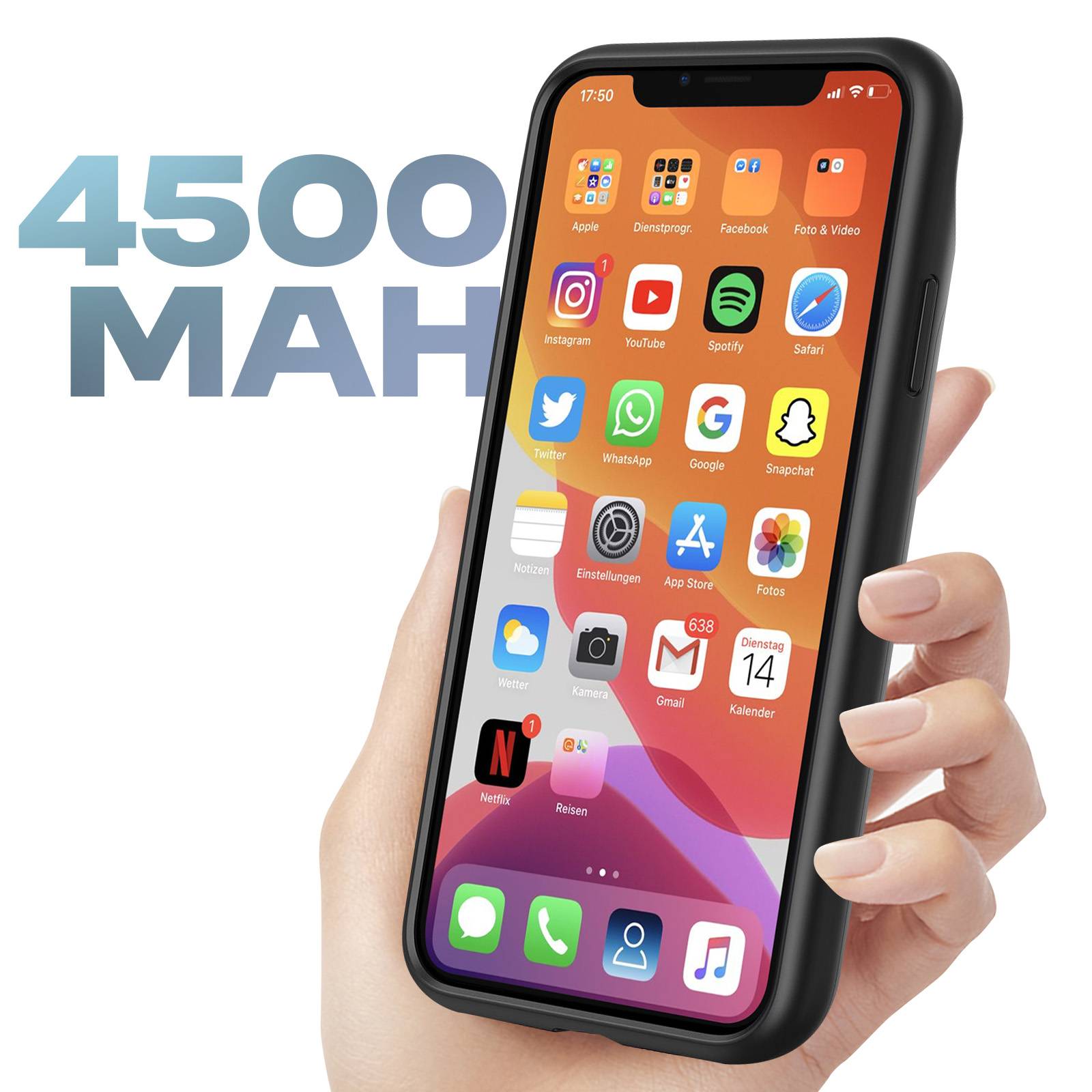 Coque pour iPhone 11 Pro Protection Rigide 2 en 1 Batterie 3500mAh-3