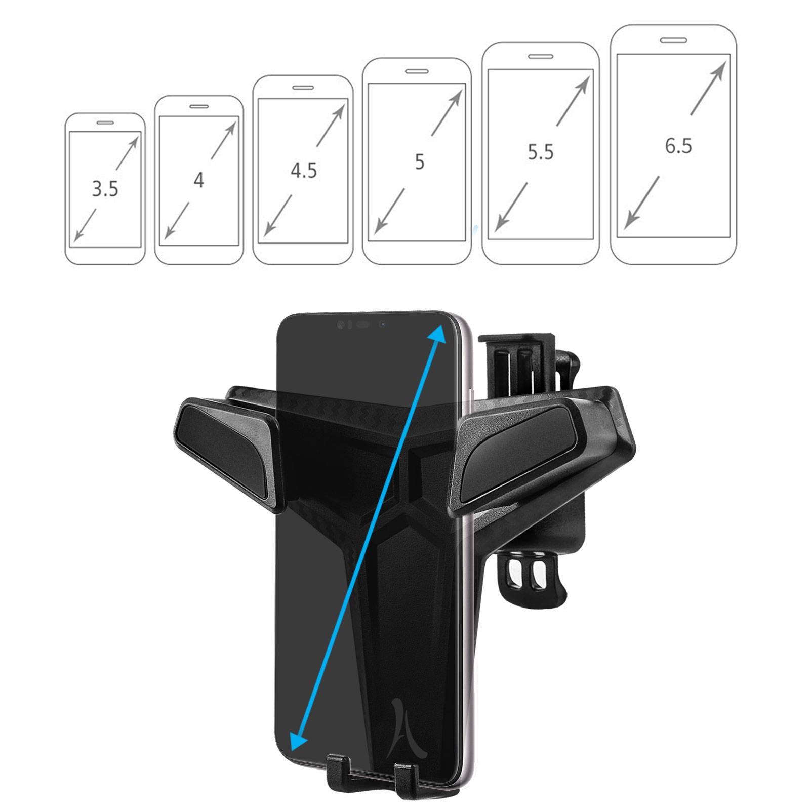 Support Smartphone 6,5'' Fixation Grille d'Aération Rotatif 360°-4