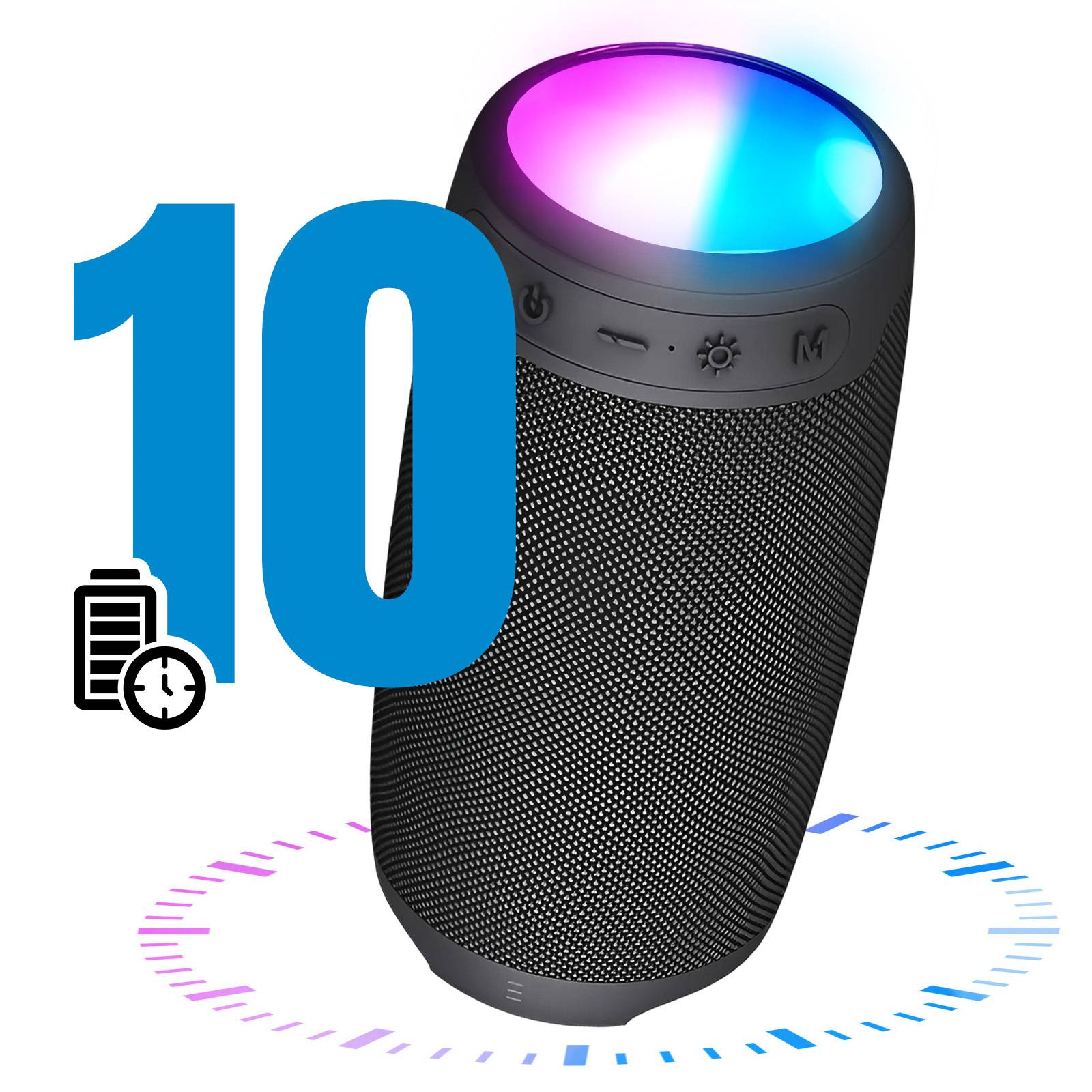 Enceinte Bluetooth 10W Portable Autonomie 10h et LED Multicolore-2