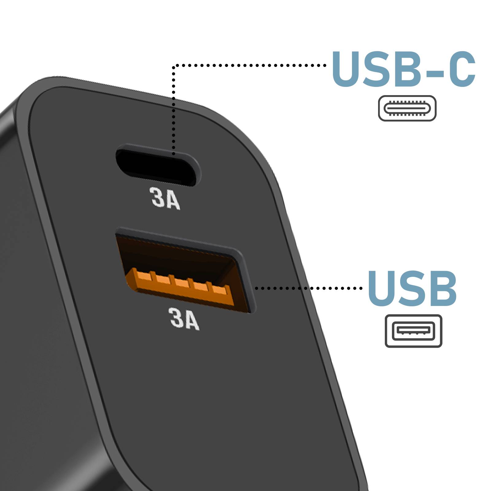Chargeur Secteur USB-C + USB 15W Charge Rapide Compact-2