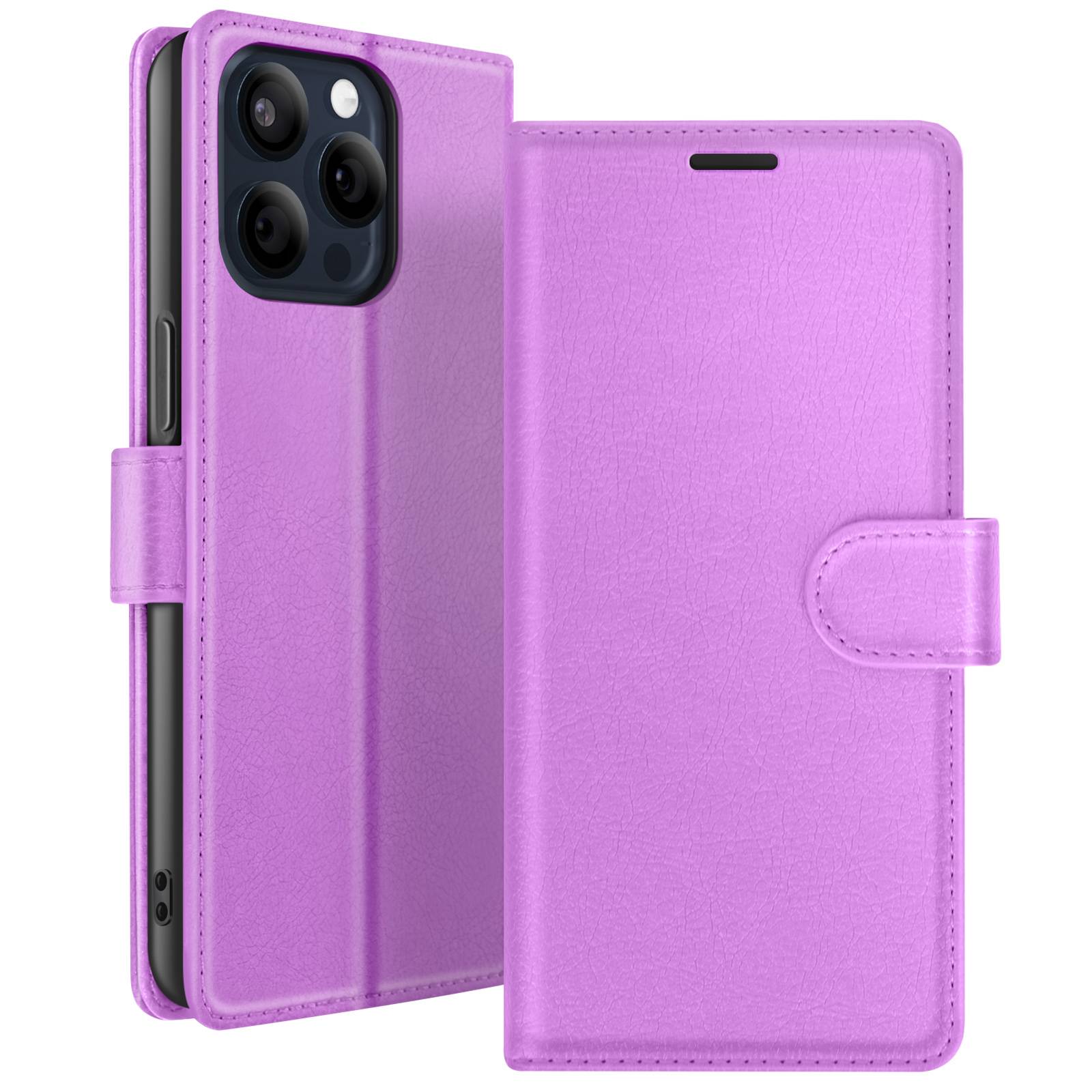 Étui Portefeuille pour iPhone 15 Pro Max avec Support et Languette Magnétique-0