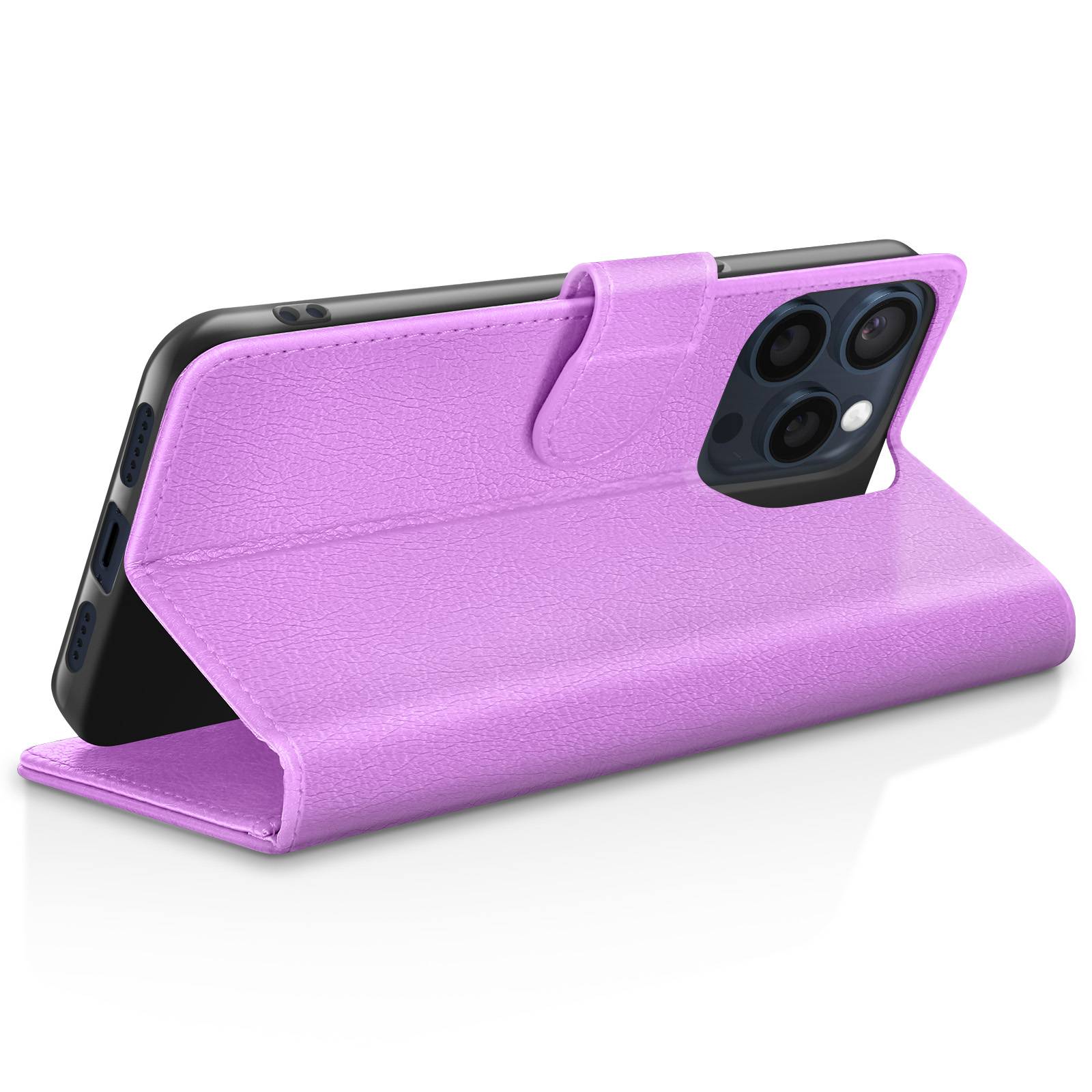 Étui Portefeuille pour iPhone 15 Pro Max avec Support et Languette Magnétique-2