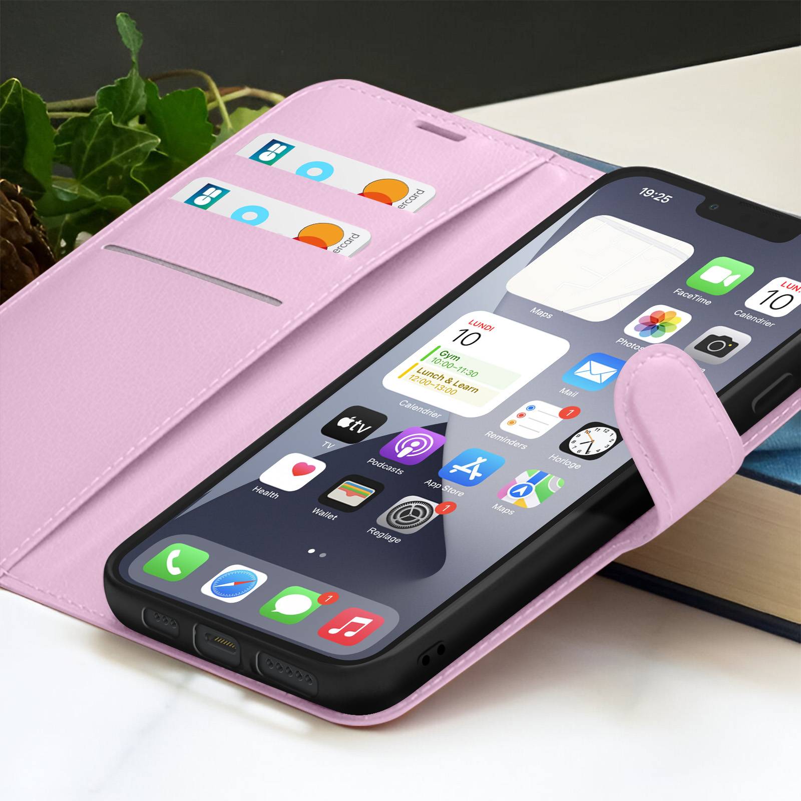 Étui Portefeuille pour iPhone 13 Pro Support et Languette Magnétique-3