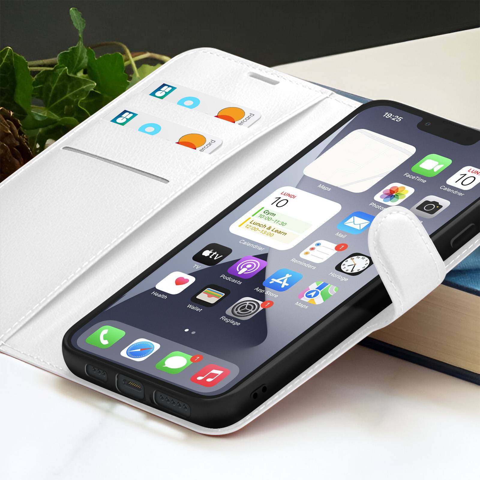 Étui Portefeuille pour iPhone 13 Pro Support et Languette Magnétique-3