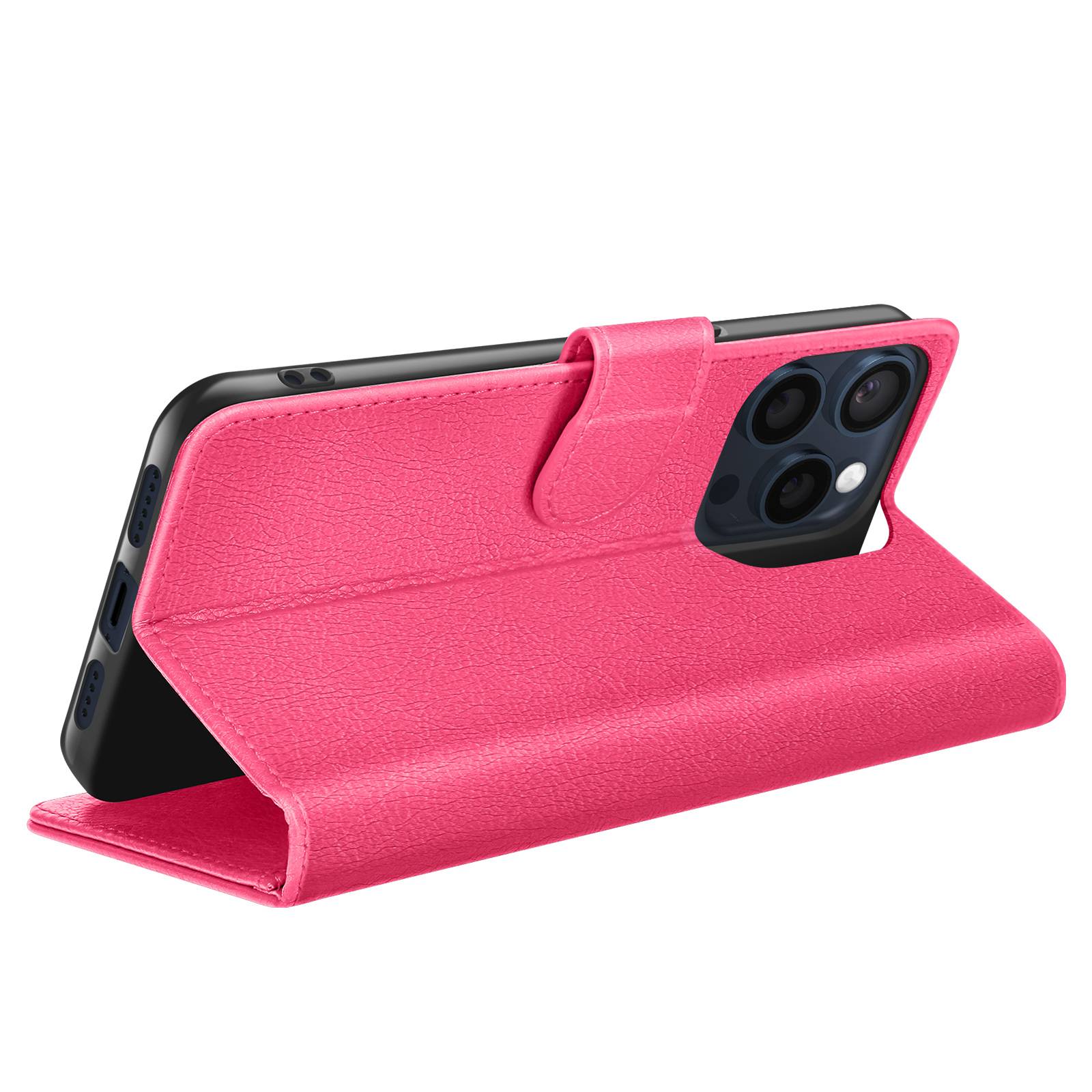 Étui Portefeuille pour iPhone 15 Pro Fonction Support et Languette Magnétique-1