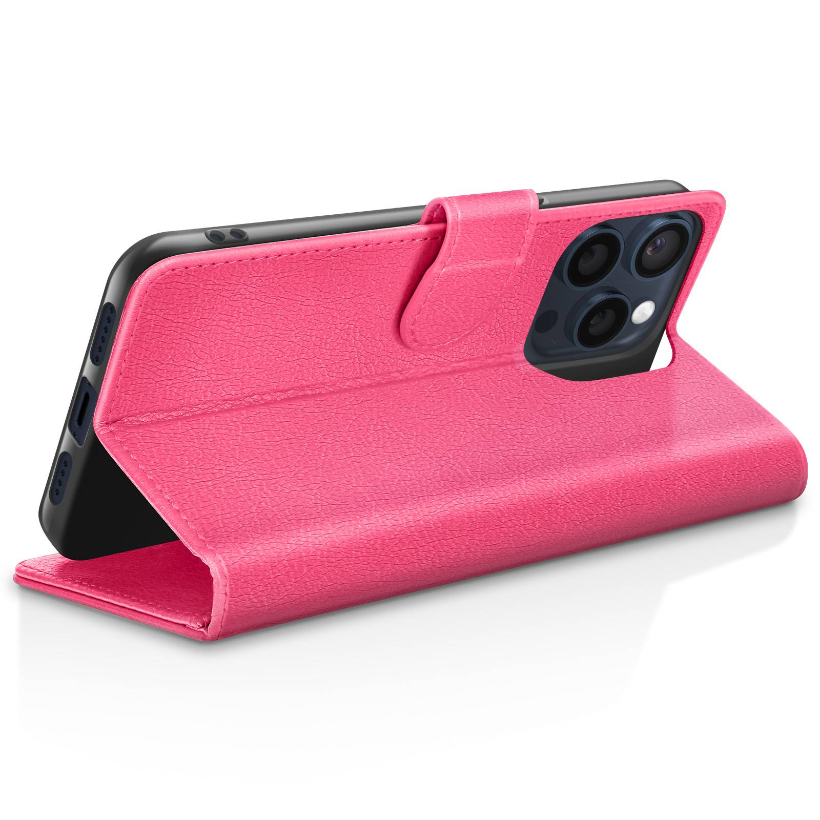 Étui Portefeuille pour iPhone 15 Pro Fonction Support et Languette Magnétique-2