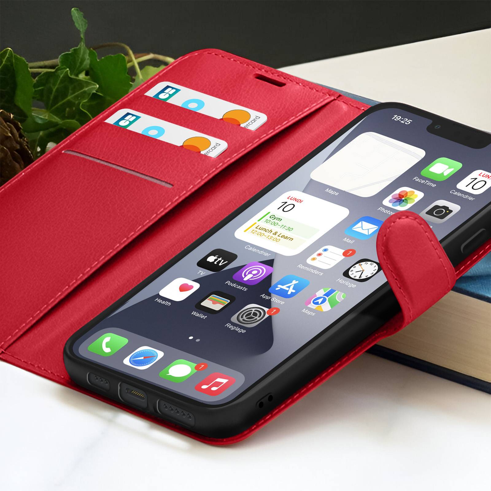 Étui Portefeuille pour iPhone 13 Pro Support et Languette Magnétique-3