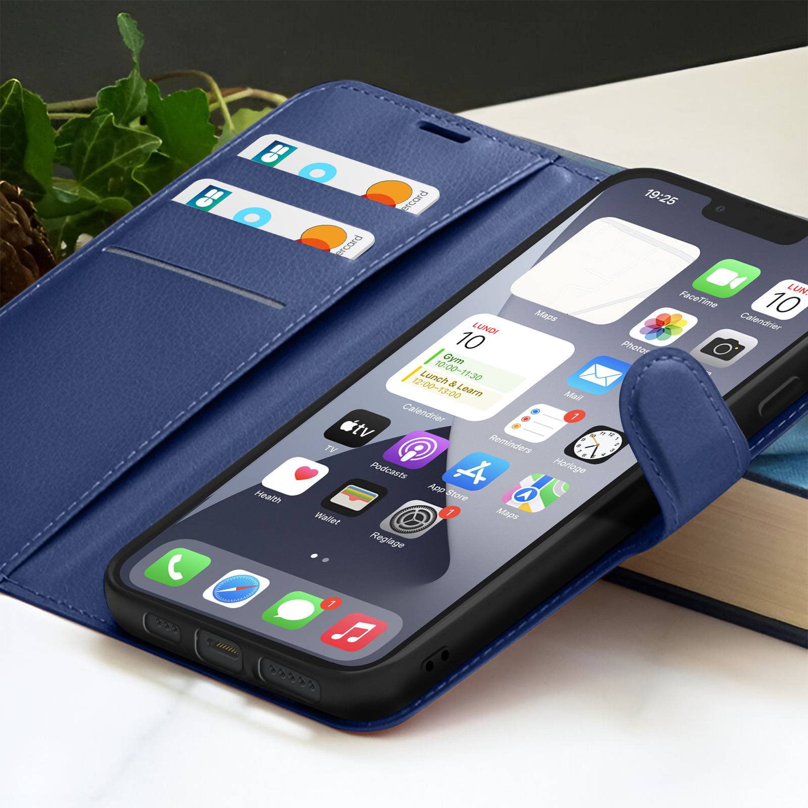 Étui Portefeuille pour iPhone 13 Pro Max Support et Languette Magnétique-3