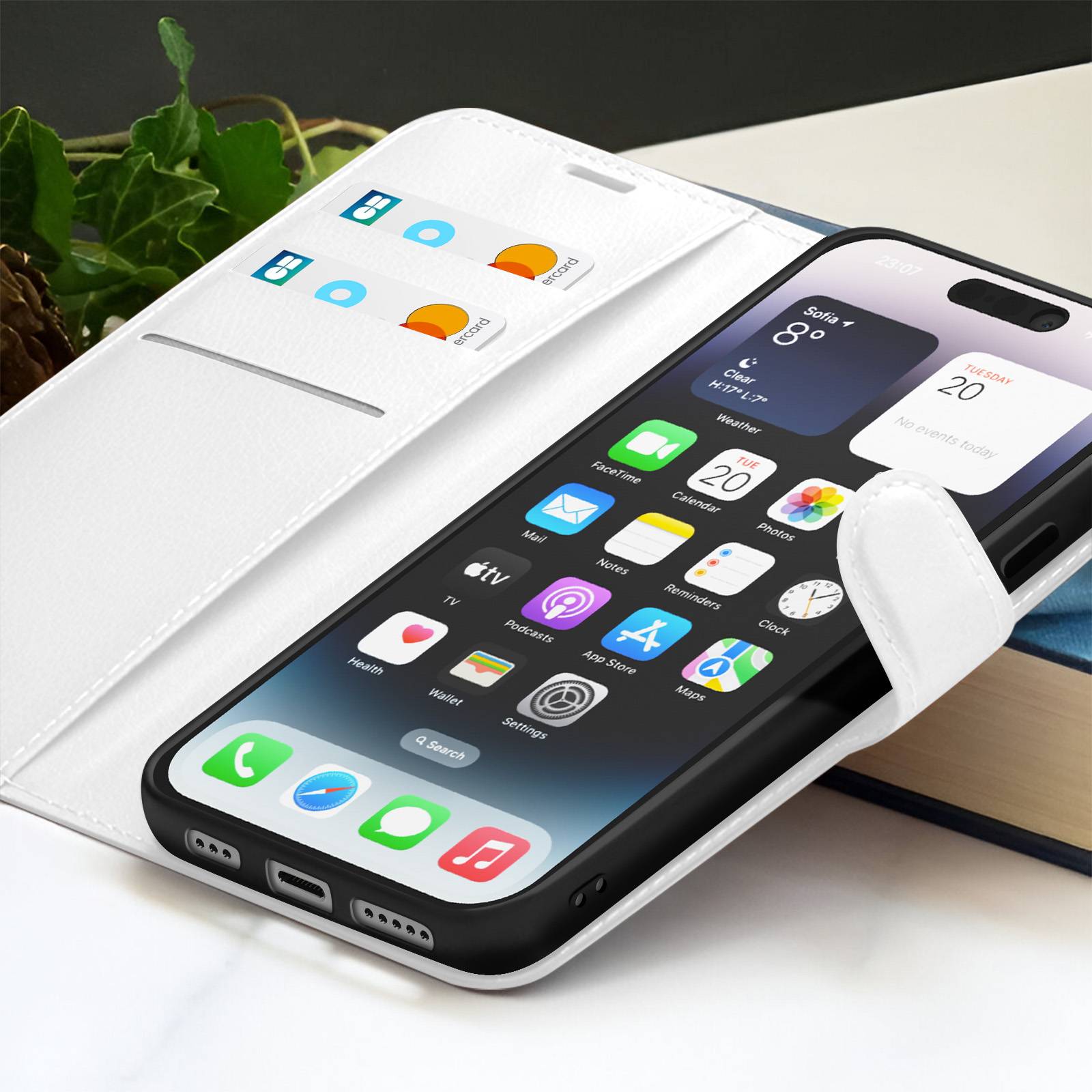 Étui Portefeuille pour iPhone 14 Pro Max Support et Languette Magnétique-3