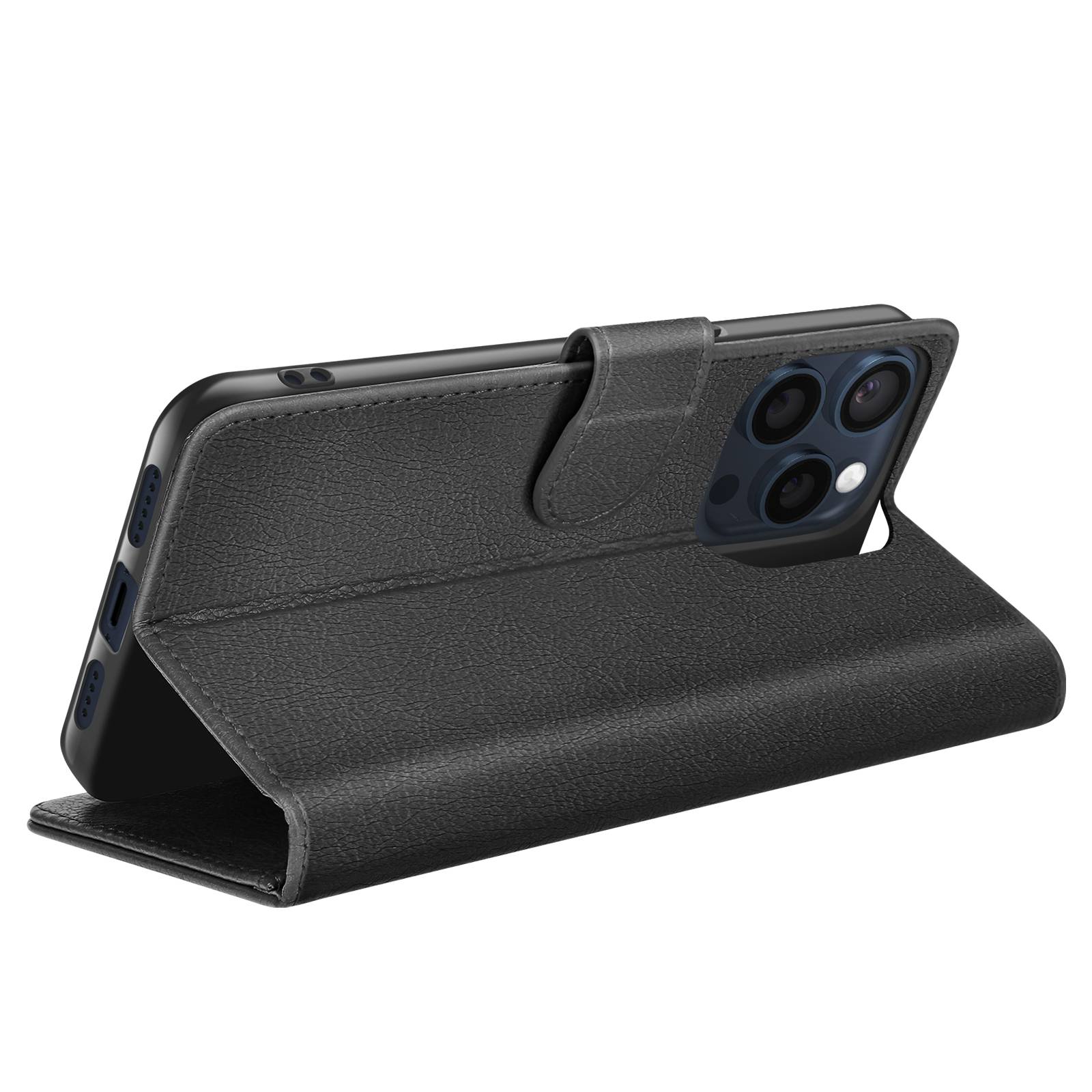 Étui Portefeuille pour iPhone 15 Pro Max avec Support et Languette Magnétique-1