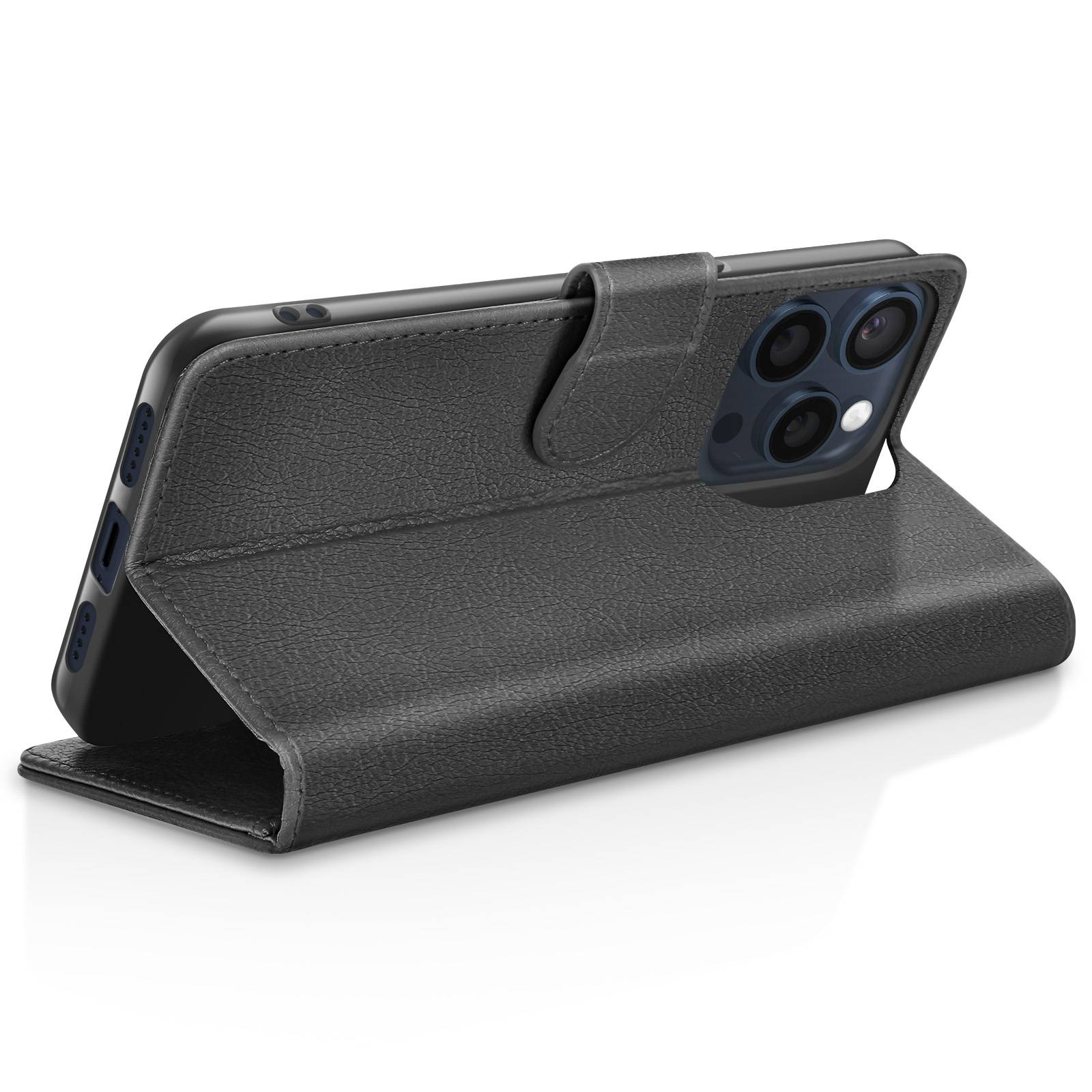 Étui Portefeuille pour iPhone 15 Pro Max avec Support et Languette Magnétique-2