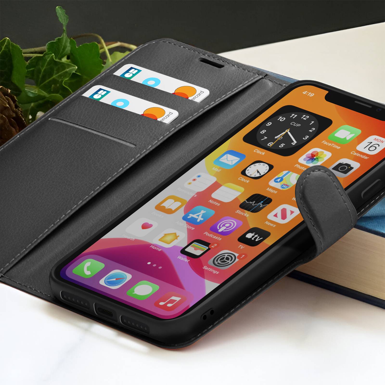 Étui Portefeuille pour iPhone 11 Pro Max Support et Languette Magnétique-3