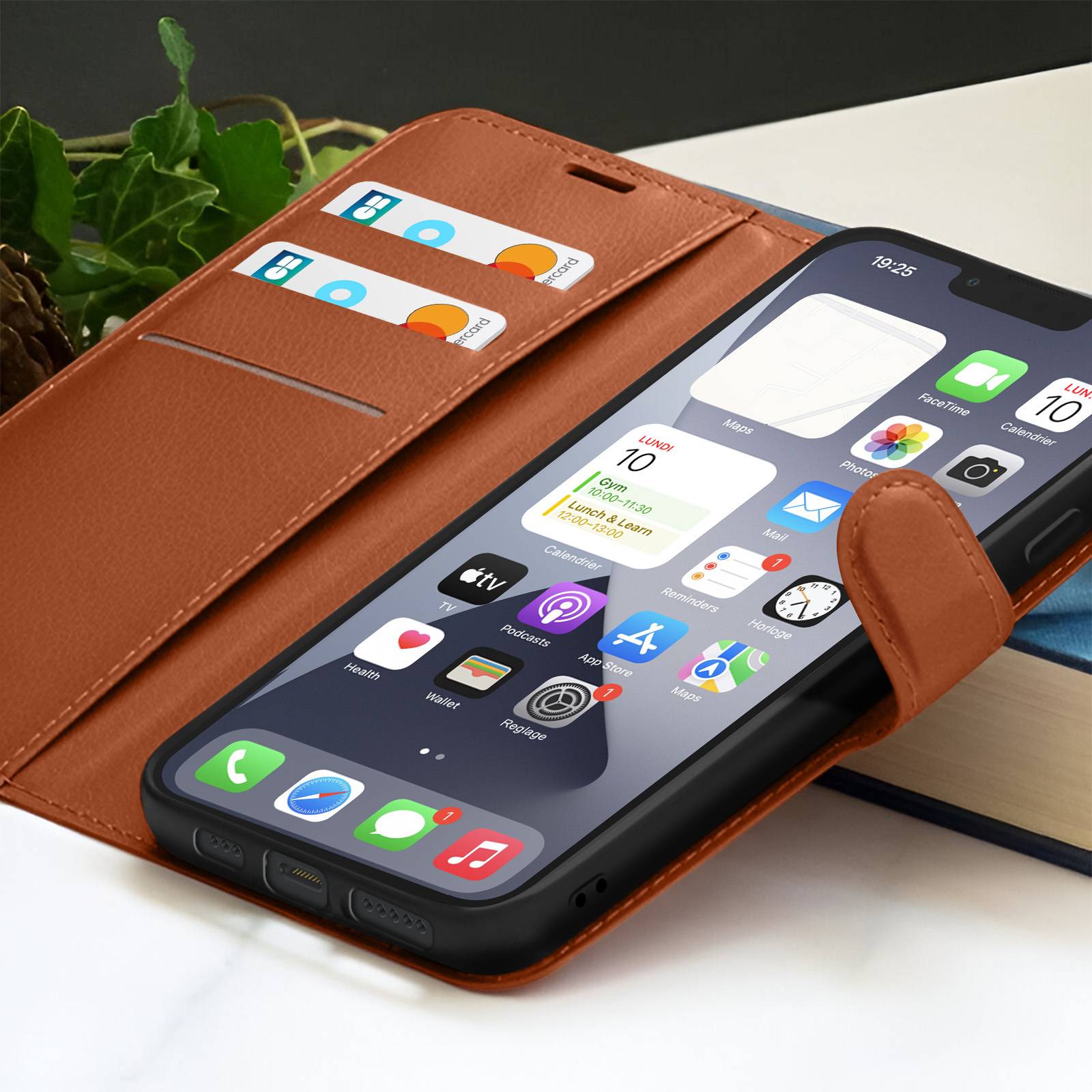 Étui Portefeuille pour iPhone 13 Pro Support et Languette Magnétique-3