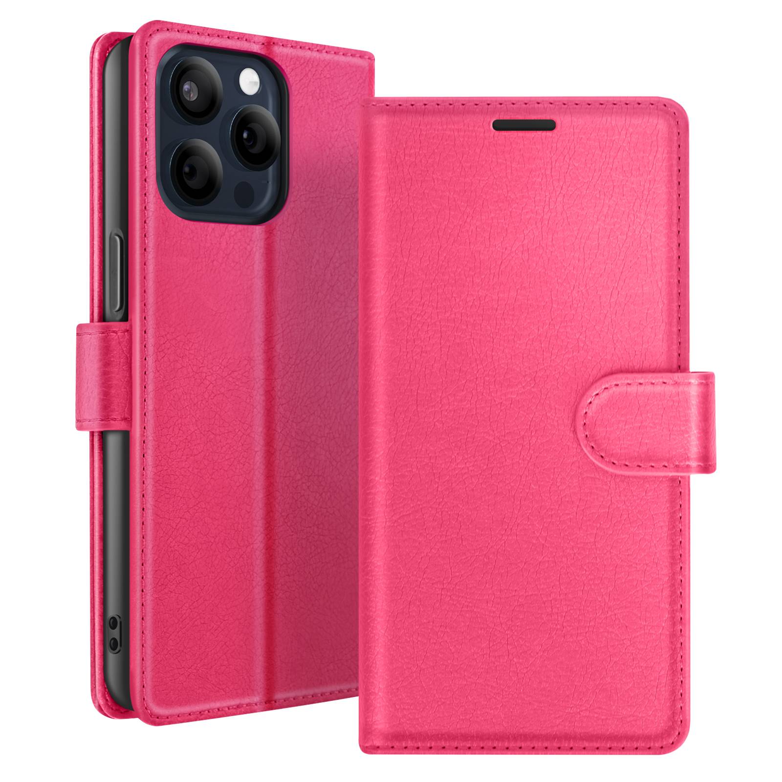 Étui Portefeuille pour iPhone 15 Pro Fonction Support et Languette Magnétique-0