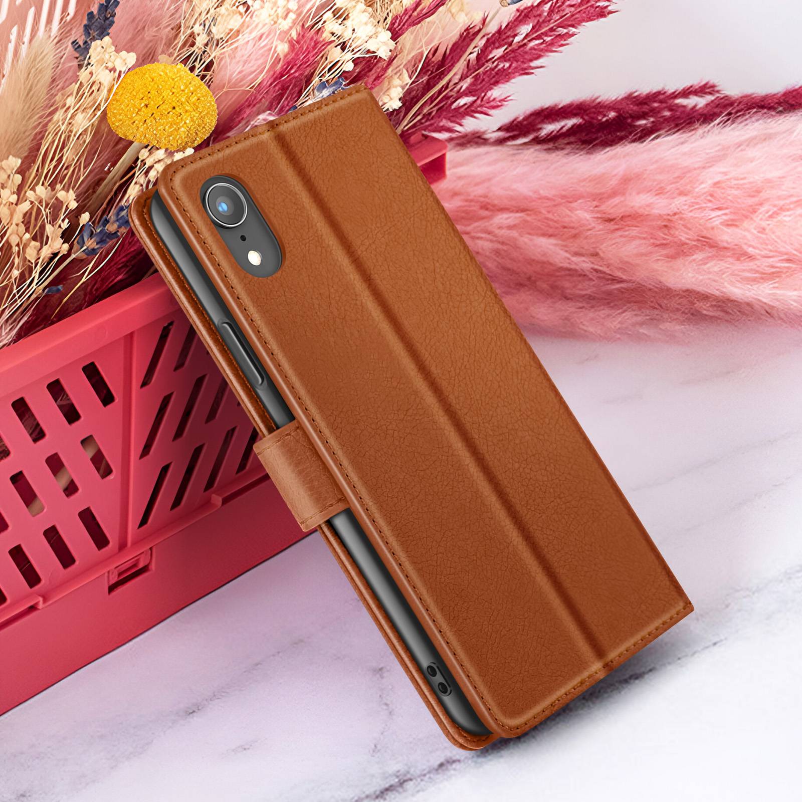 Étui Portefeuille pour iPhone XR avec Fonction Support et Languette Magnétique-4